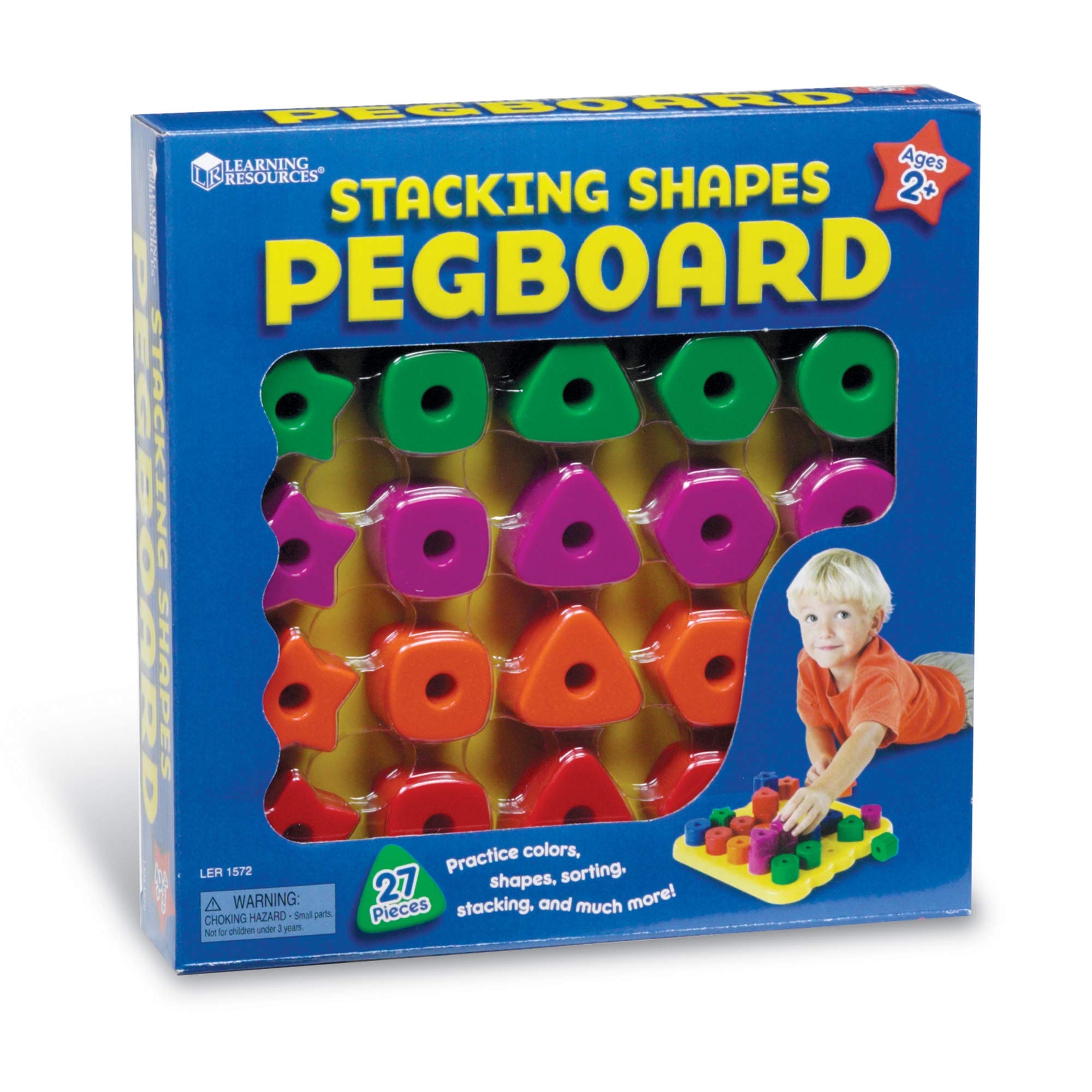 Foto 6 pulgar | Juego De 27 Piezas Pegboard Learning Resources Stacking Shapes Para Niños Pequeños - Venta Internacional.