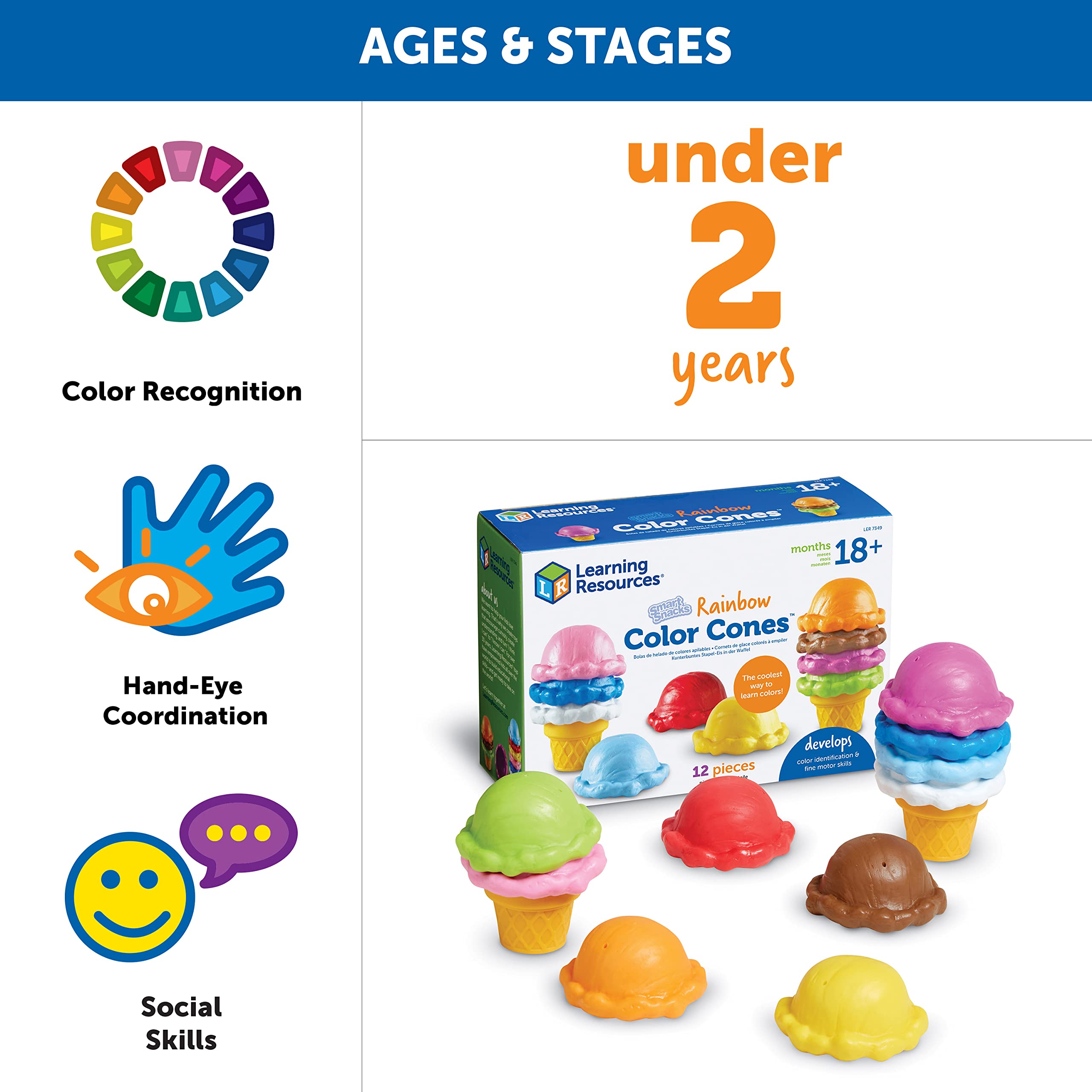 Foto 7 pulgar | Conos De Colores Del Arcoíris De Toy Learning Resources Smart Snacks - Venta Internacional.