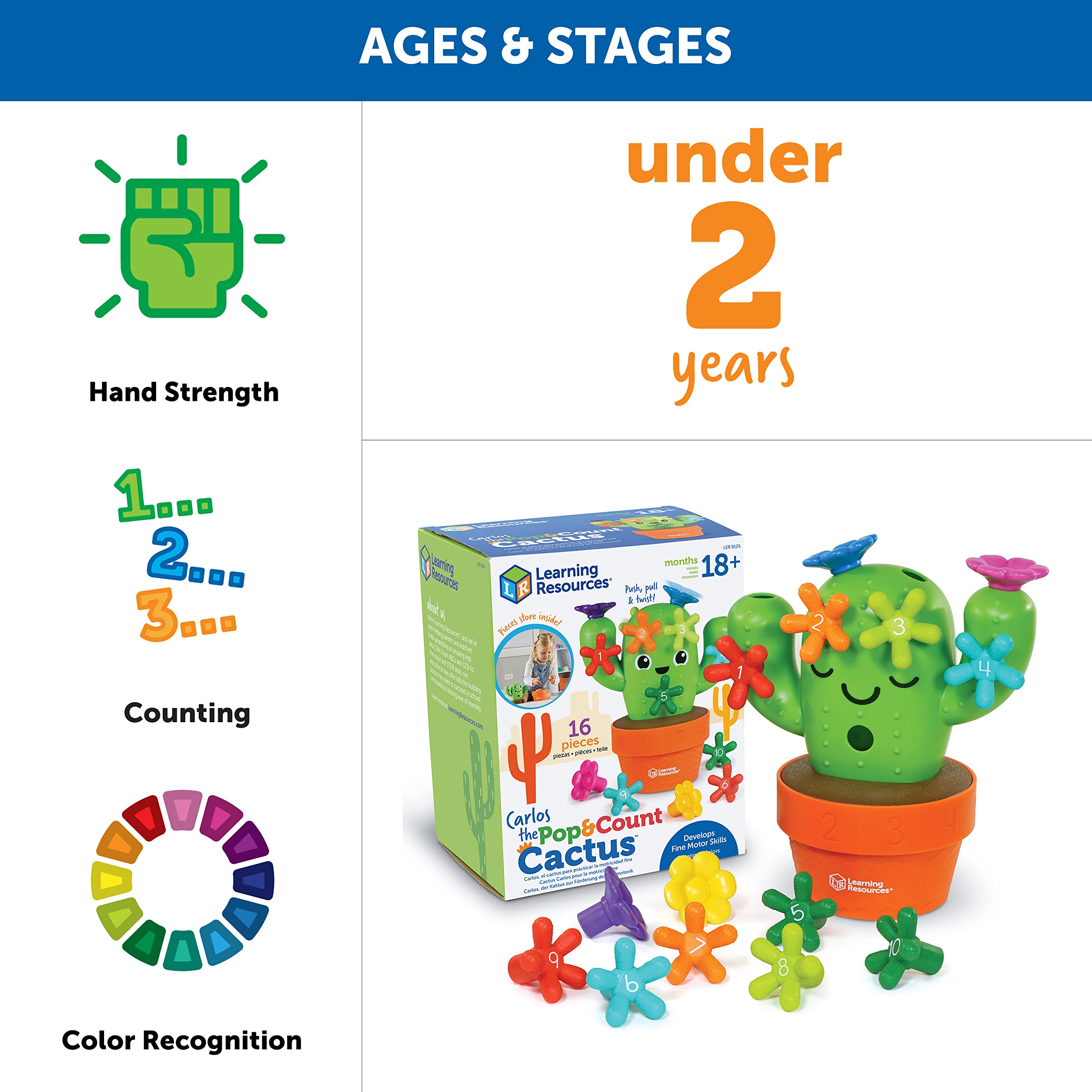 Foto 6 pulgar | Recursos De Aprendizaje Juguetes Didácticos Carlos The Pop & Count Cactus Para Niños Pequeños - Venta Internacional.