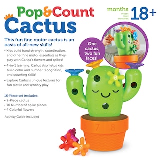 Foto 6 | Recursos De Aprendizaje Juguetes Didácticos Carlos The Pop & Count Cactus Para Niños Pequeños - Venta Internacional.