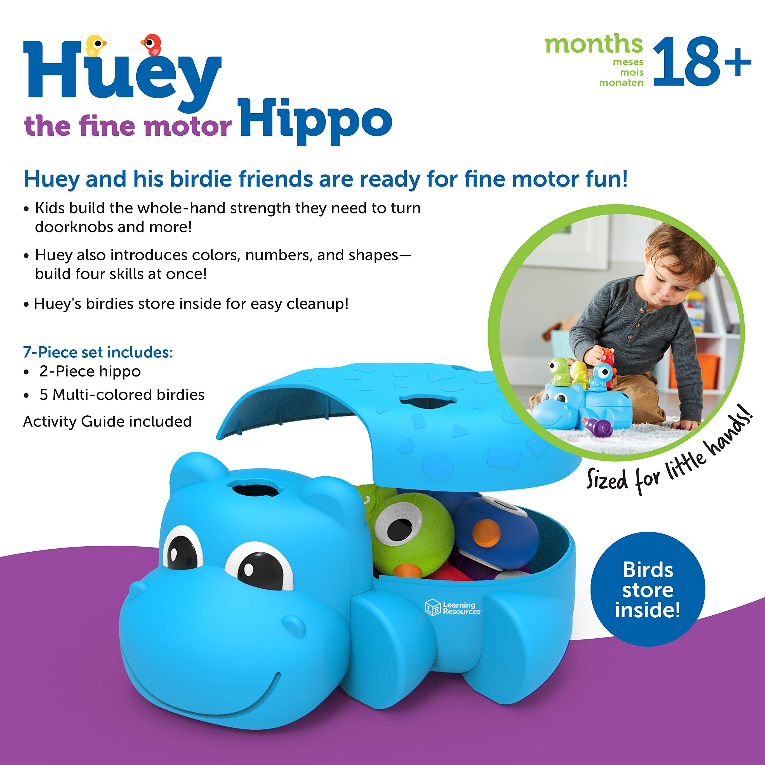 Foto 7 pulgar | Recursos De Aprendizaje Sobre Juguetes Motrices Finos Huey The Fine Motor Hippo - Venta Internacional.