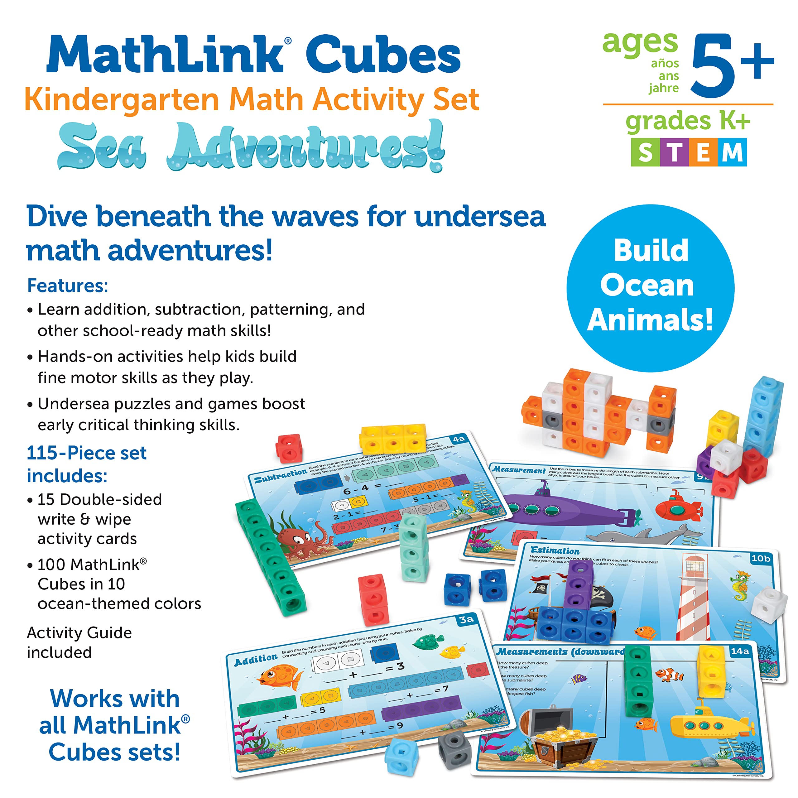 Foto 6 pulgar | Set De Actividades Matemáticas Para Jardín De Infantes Mathlink Cubes Sea Adventures - Venta Internacional.