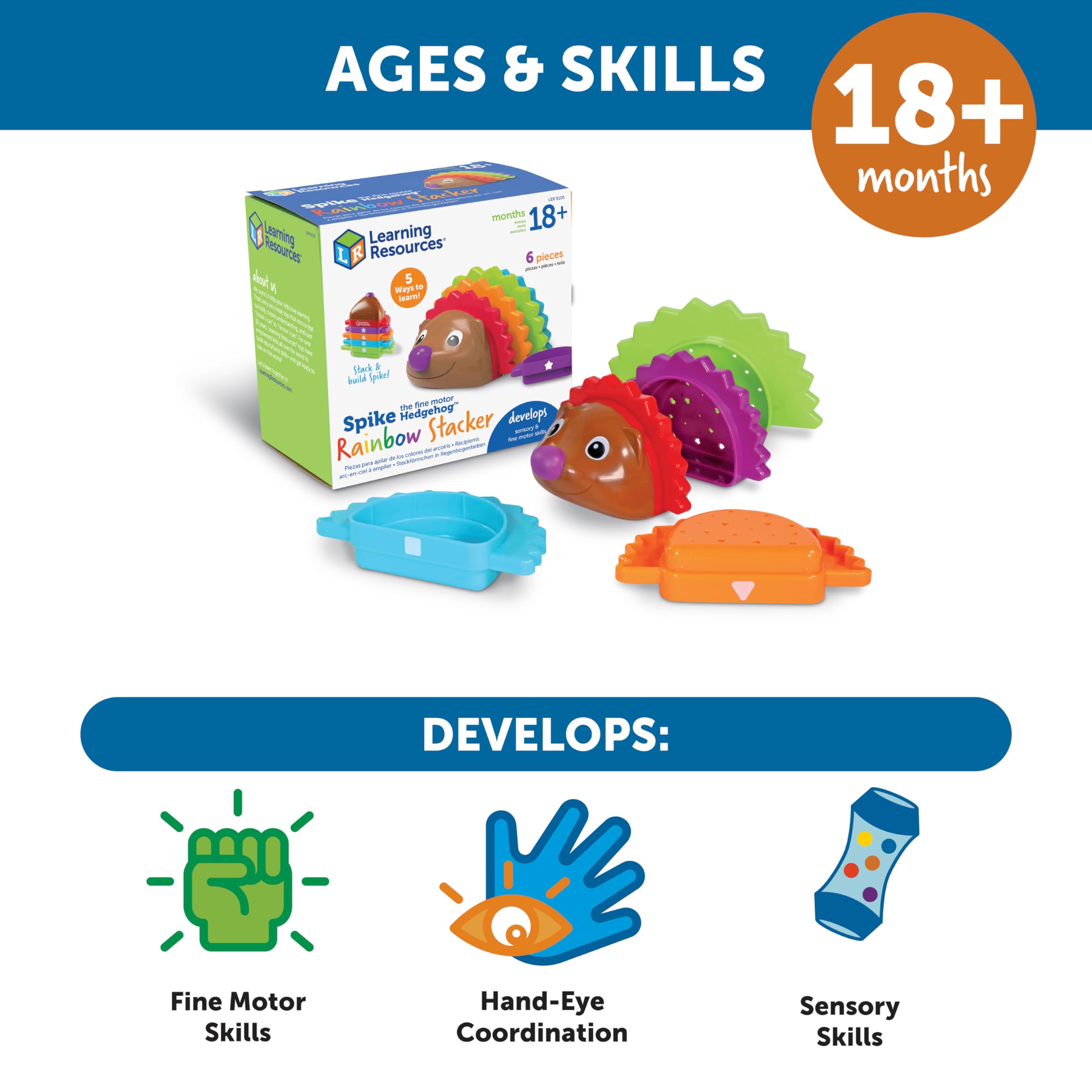 Foto 6 pulgar | Recursos De Aprendizaje Para Apilar Y Contar Juguetes Spike Hedgehog - Venta Internacional.