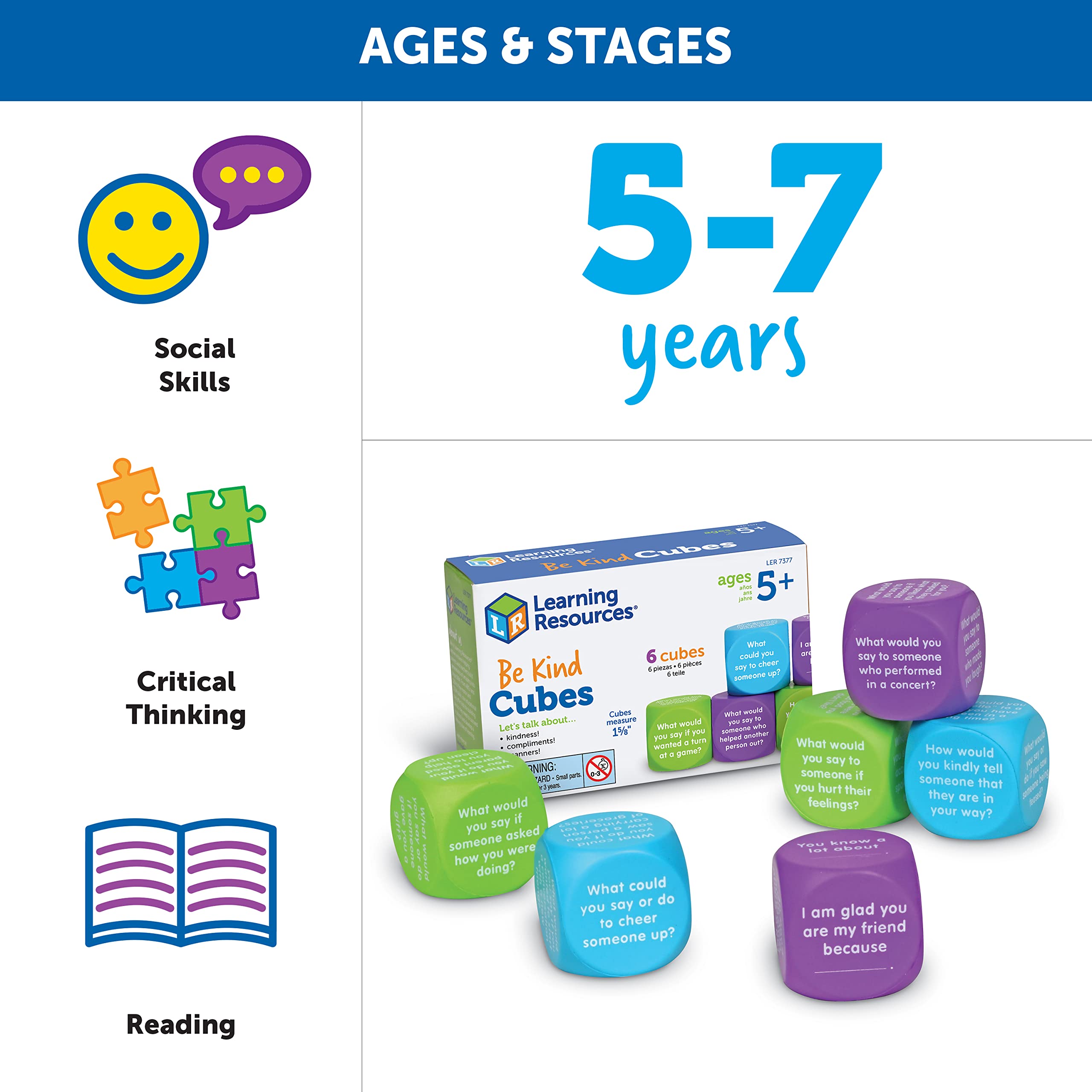 Foto 6 pulgar | Cubos Be Kind De Toy Learning Resources, 6 Piezas Para Mayores De 5 Años - Venta Internacional.