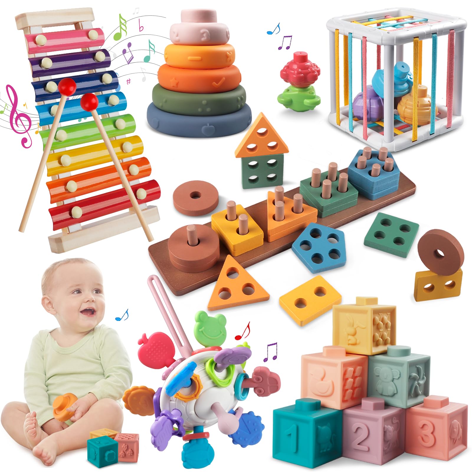 Foto 1 | Set De Juguetes Montessori Baby 6 En 1 Para Clasificar, Apilar Y Aprender, 1+ Y - Venta Internacional.
