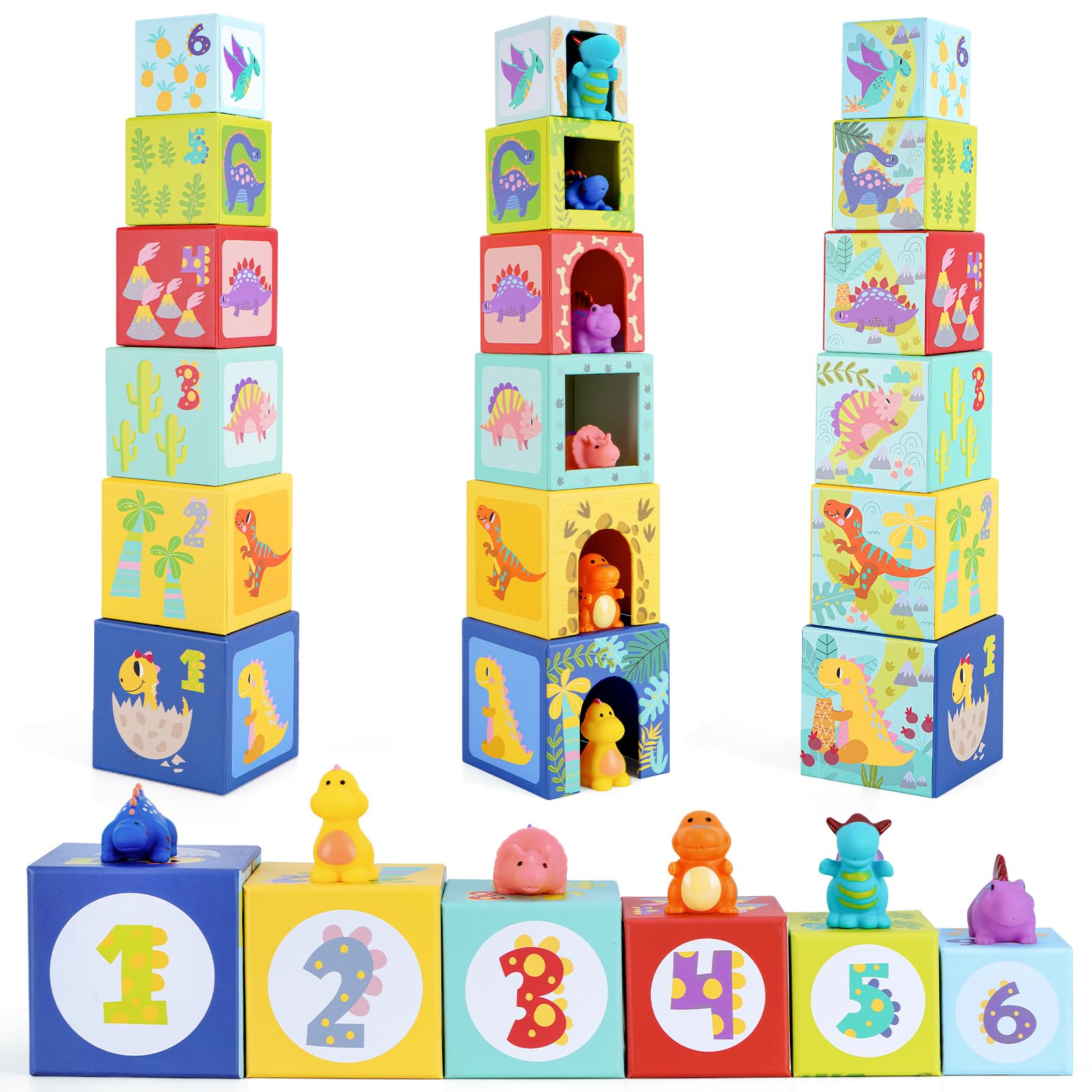 Foto 3 pulgar | Juguete Para Apilar Y Clasificar Dinosaurios Kmtjt Para Niños De 1 A 3 Años - Venta Internacional.