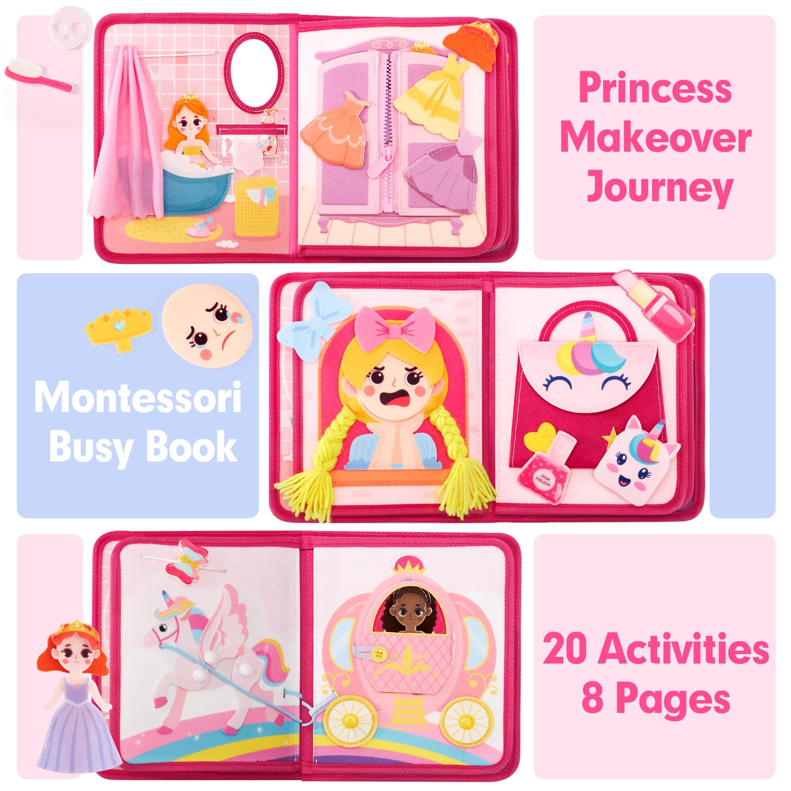 Foto 3 pulgar | Busy Book Hahaland Princess Makeover Montessori De 3 A 5 Años - Venta Internacional.