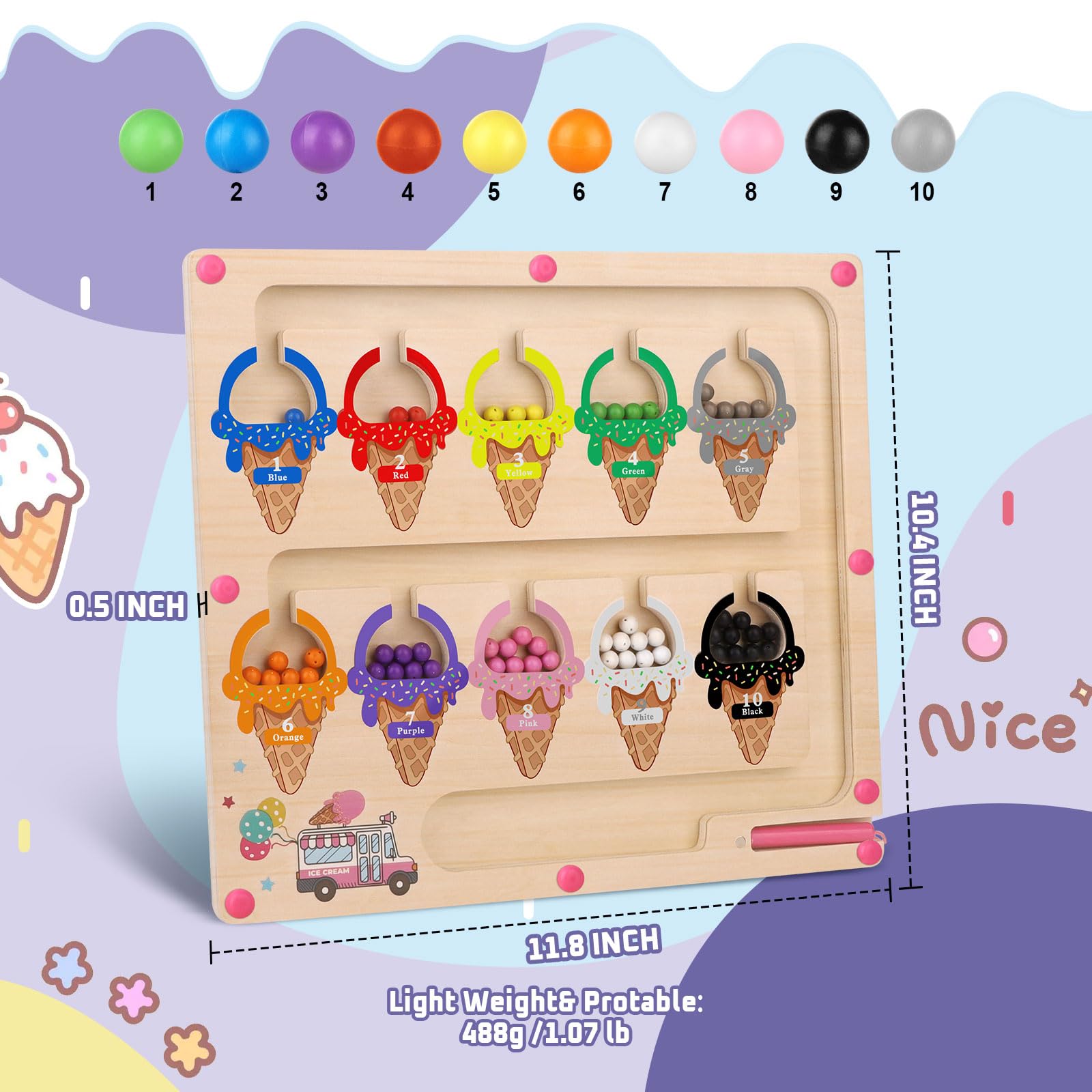Foto 3 pulgar | Juguete Montessori Magnético Con Forma De Laberinto De Colores Y Números Para Niñas De 3 A 5 Años - Venta Internacio