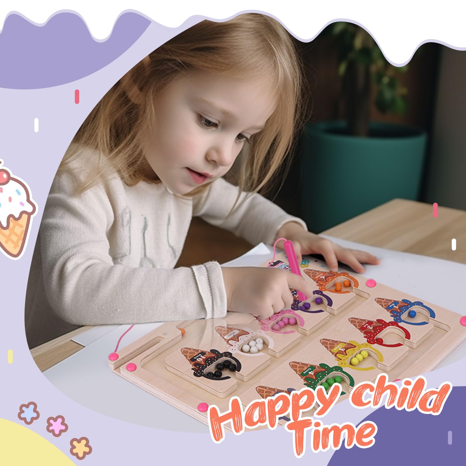 Foto 4 pulgar | Juguete Montessori Magnético Con Forma De Laberinto De Colores Y Números Para Niñas De 3 A 5 Años - Venta Internacio