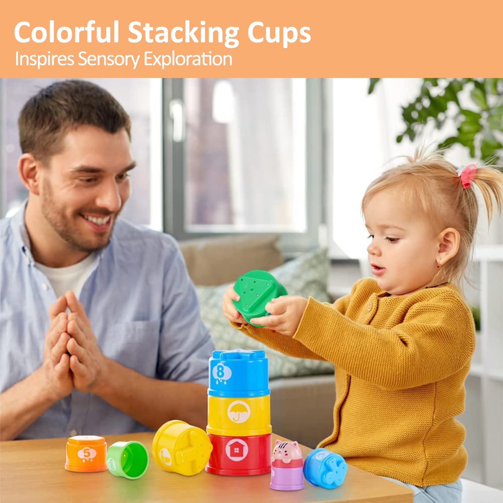 Foto 5 pulgar | Vasos Apilables Moontoy, 11 Unidades, Para Bebés De 6 A 12 Meses Con Números - Venta Internacional.