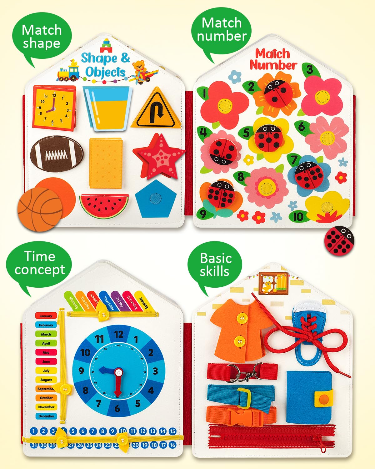 Foto 4 pulgar | Activity Busy Book Coogam Para Niños Pequeños Felt Montessori De 3 A 5 Años - Venta Internacional.