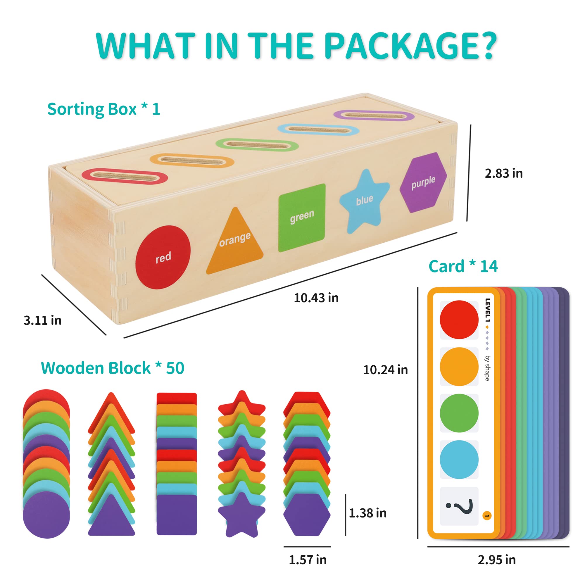 Foto 5 | Juguetes Educativos Montessori Kmtjt Que Clasifican Colores Y Formas De 1 A 3 Años - Venta Internacional.