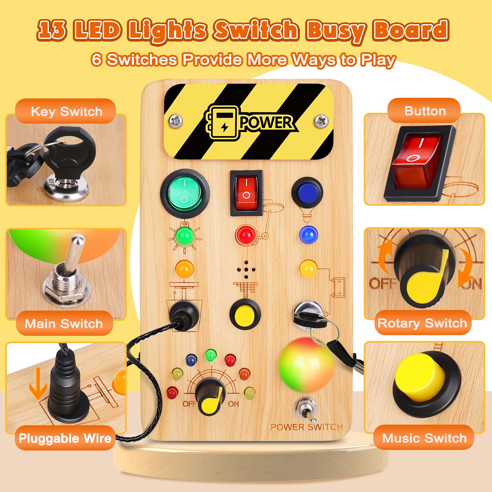 Foto 4 pulgar | Juguete Montessori Tintecusa De Busy Board Con Luz Led Que Cambia De Color - Venta Internacional.