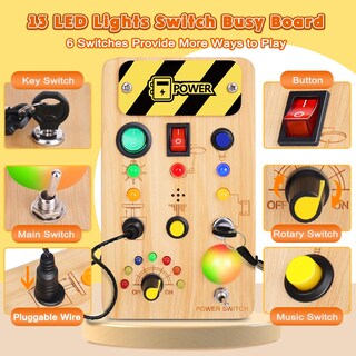 Foto 3 | Juguete Montessori Tintecusa De Busy Board Con Luz Led Que Cambia De Color - Venta Internacional.