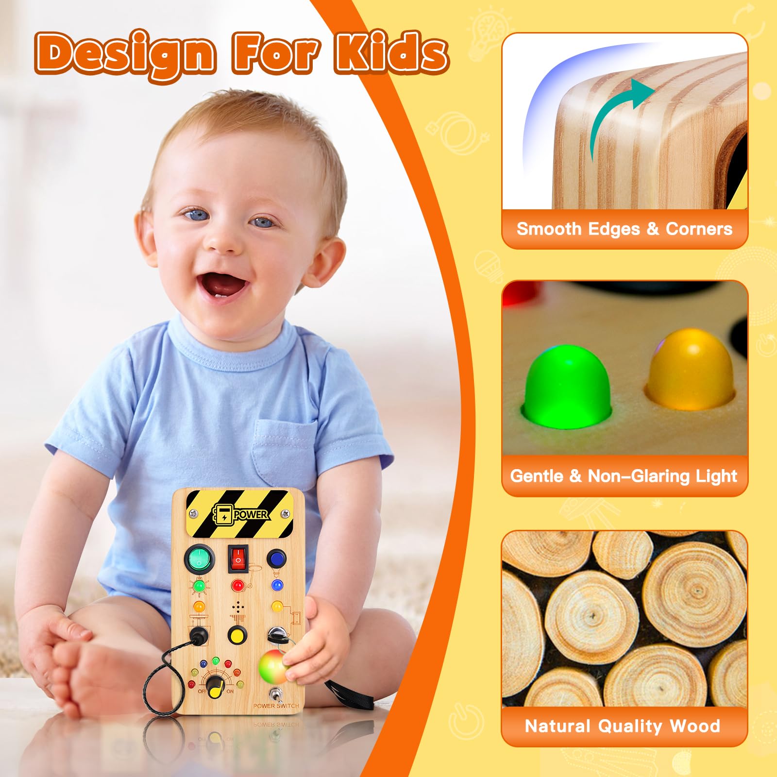 Foto 5 pulgar | Juguete Montessori Tintecusa De Busy Board Con Luz Led Que Cambia De Color - Venta Internacional.
