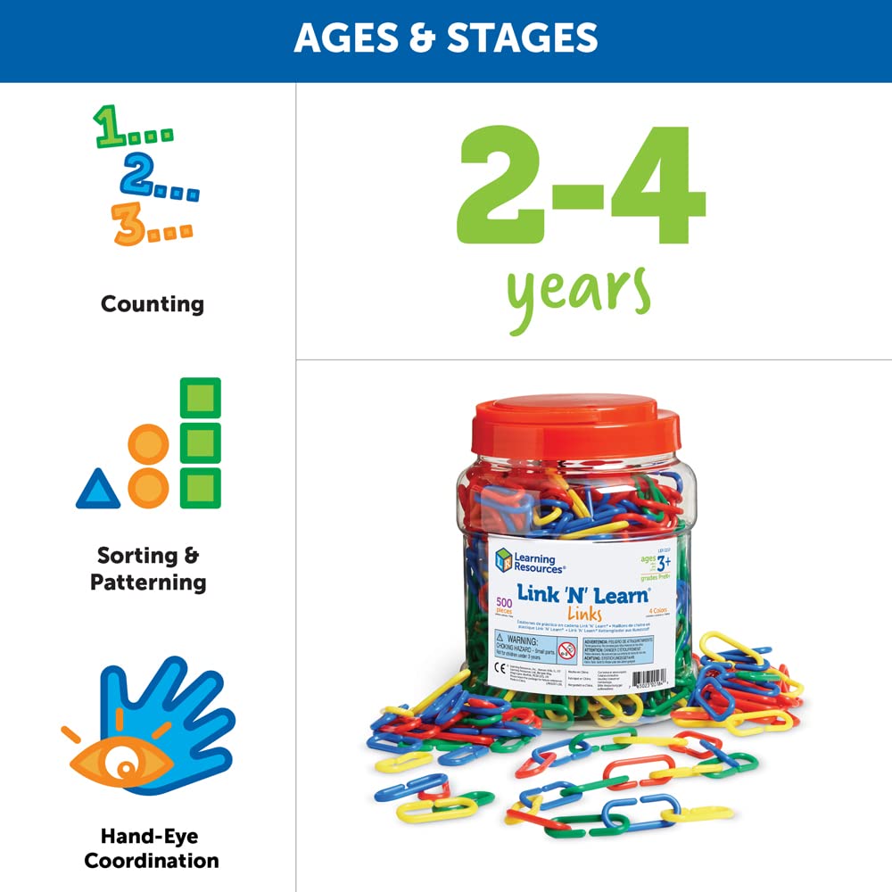 Foto 7 pulgar | Toy Learning Resources Link 'n' Learn Links 500 Piezas, Más De 3 - Venta Internacional.