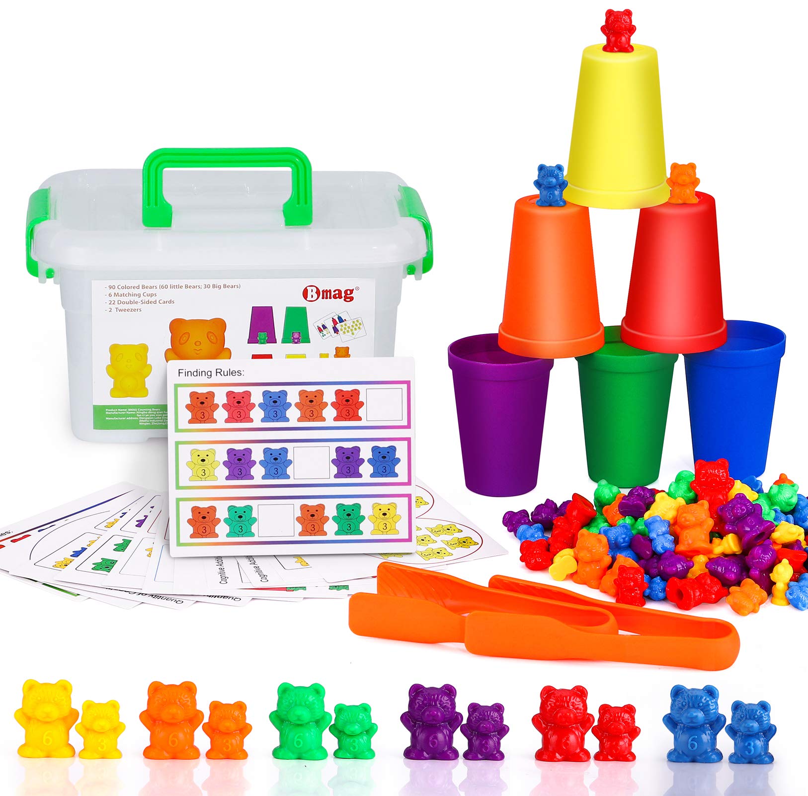 Counting Bears Bmag Con Tazas Clasificadoras Para Niños Pequeños Con 90 Osos - Venta Internacional.
