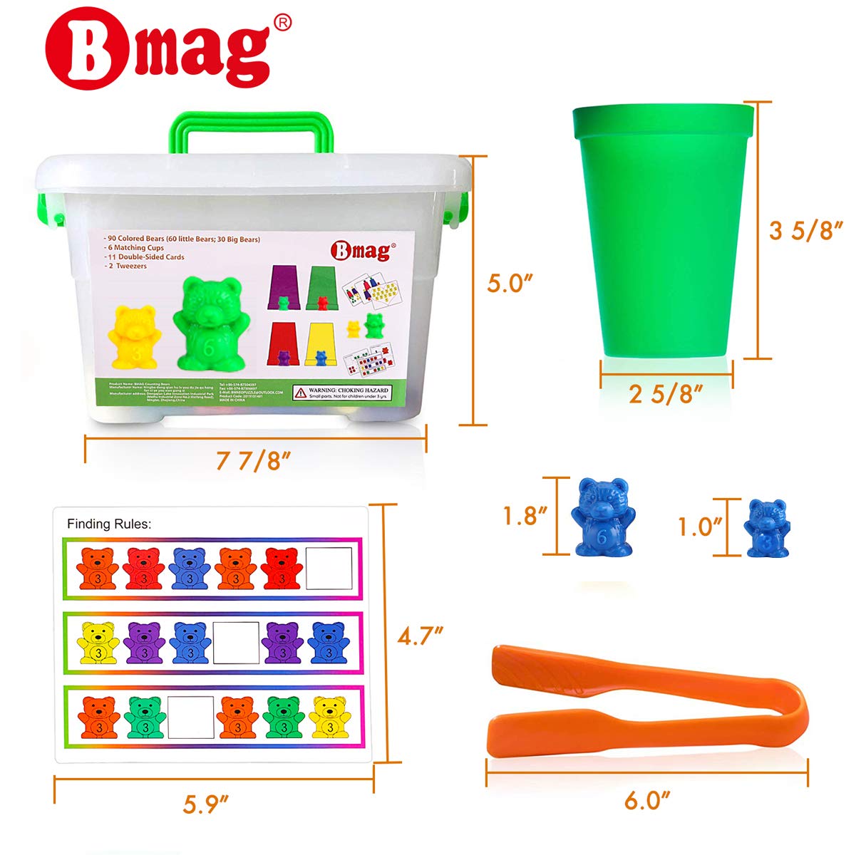 Foto 7 pulgar | Counting Bears Bmag Con Tazas Clasificadoras Para Niños Pequeños Con 90 Osos - Venta Internacional.