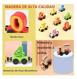 Foto 3 | Coche Magnético Digital De Madera Juguetes Didacticos 0-10 Colores