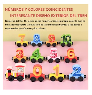 Foto 4 | Coche Magnético Digital De Madera Juguetes Didacticos 0-10 Colores