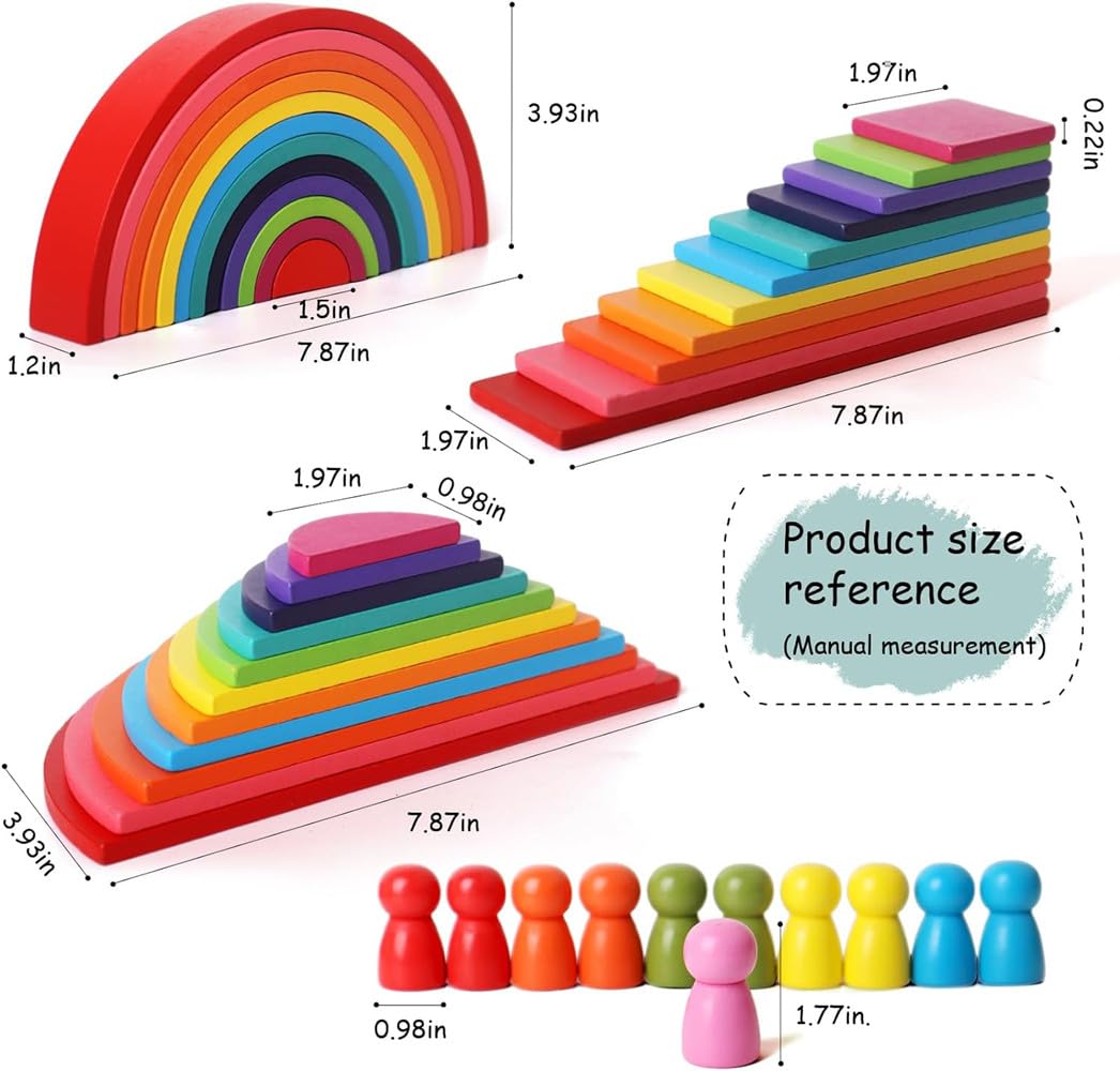 Foto 4 pulgar | Set Genérico Rainbow Stack De Madera, 45 Piezas, Para Niños De Más De 3 Años - Venta Internacional.