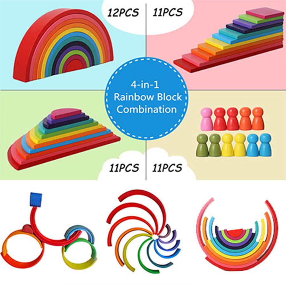 Foto 5 pulgar | Set Genérico Rainbow Stack De Madera, 45 Piezas, Para Niños De Más De 3 Años - Venta Internacional.