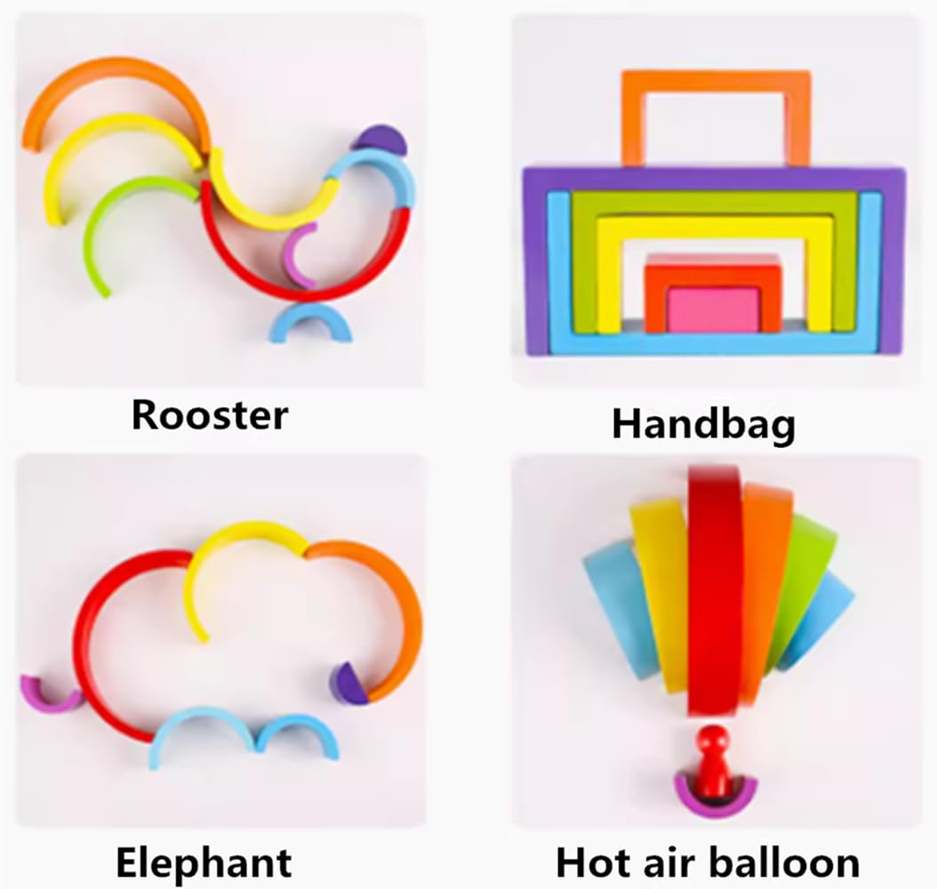 Foto 6 pulgar | Set Genérico Rainbow Stack De Madera, 45 Piezas, Para Niños De Más De 3 Años - Venta Internacional.