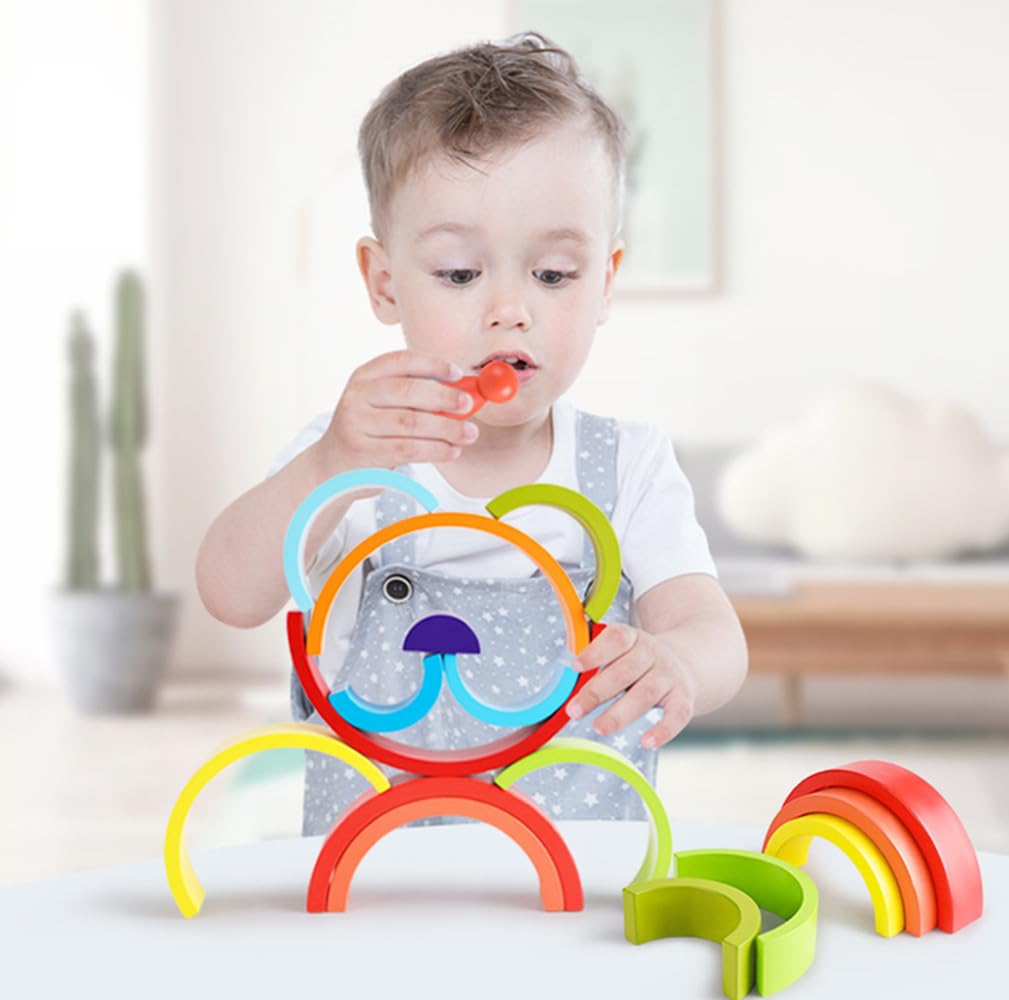 Foto 7 pulgar | Set Genérico Rainbow Stack De Madera, 45 Piezas, Para Niños De Más De 3 Años - Venta Internacional.