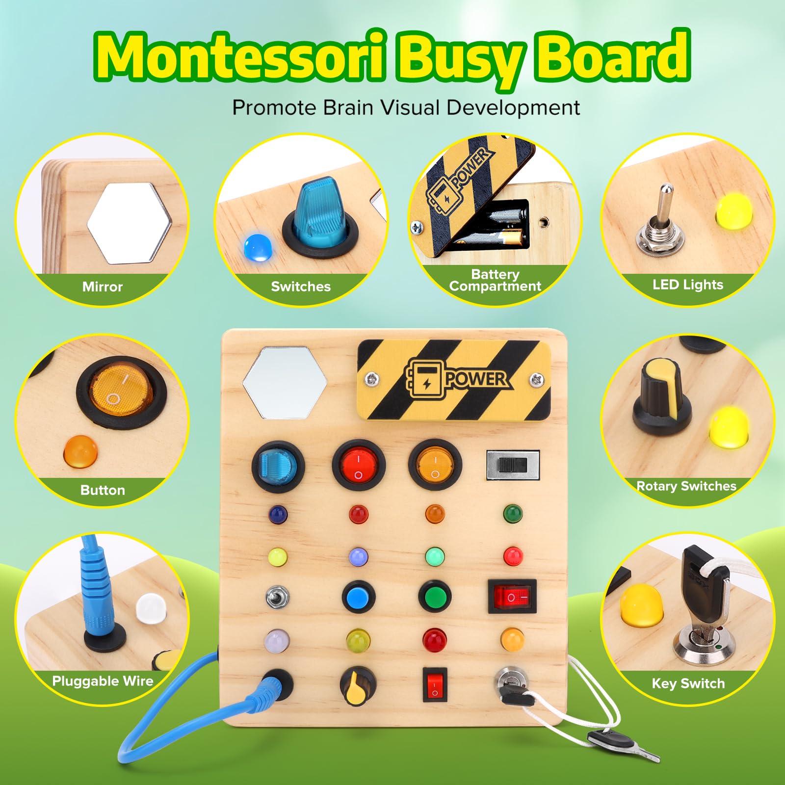 Foto 3 pulgar | Montessori Busy Board Wakeinsa Para Niños De 1 A 3 Años Con Luces - Venta Internacional.