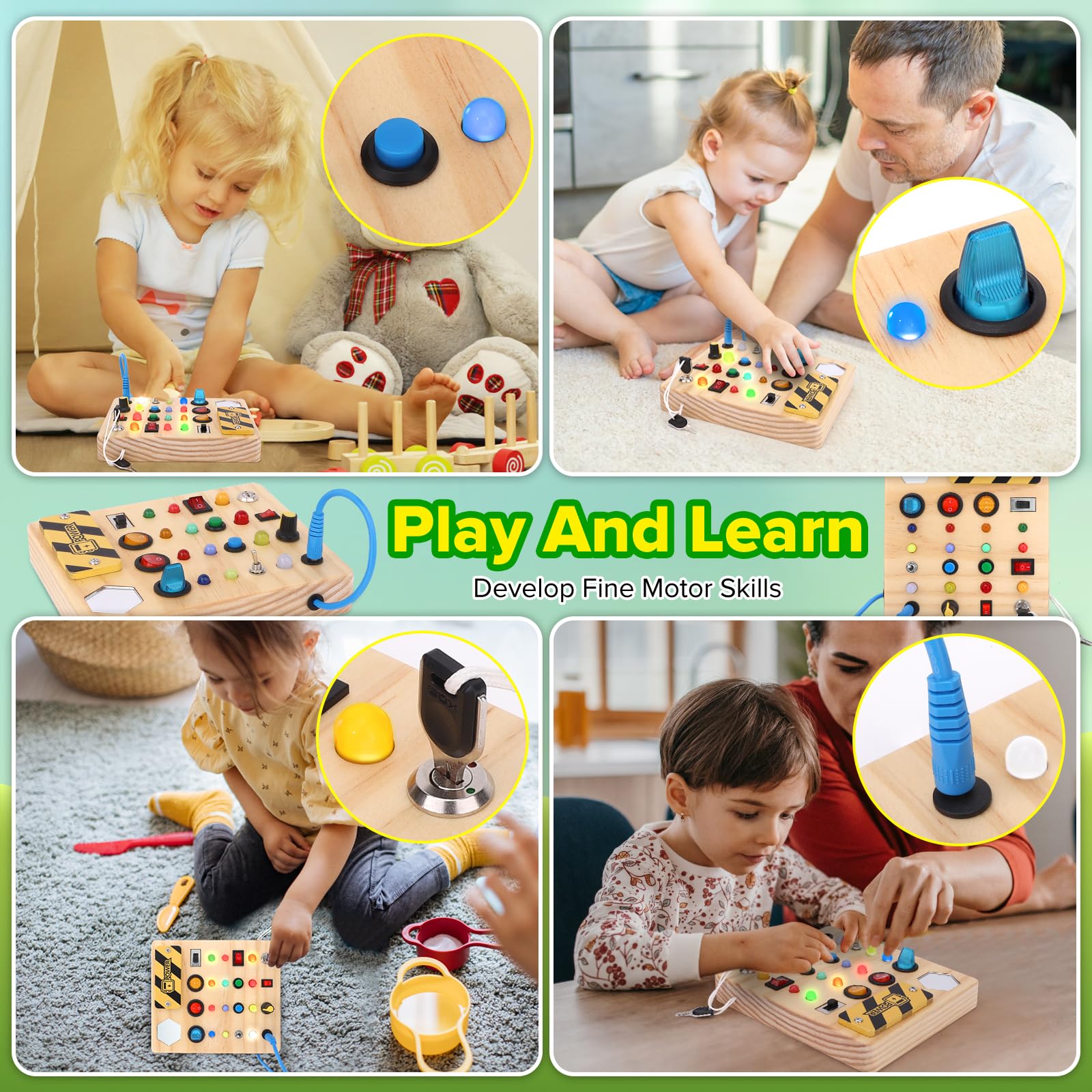 Foto 4 pulgar | Montessori Busy Board Wakeinsa Para Niños De 1 A 3 Años Con Luces - Venta Internacional.