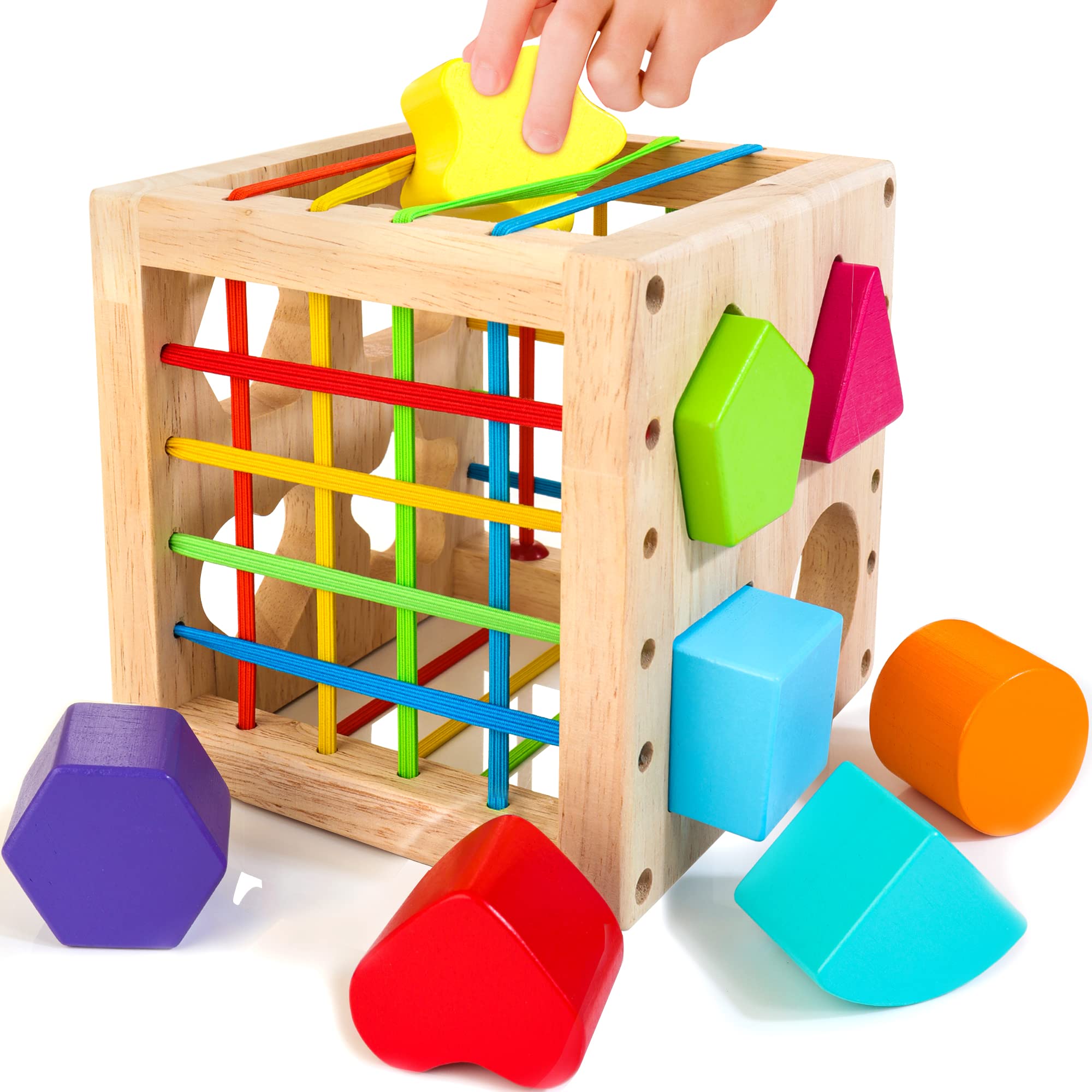 Cubo Clasificador Hellowood De Montessori Toys, De 1 Año O Más, Con 8 Formas - Venta Internacional.