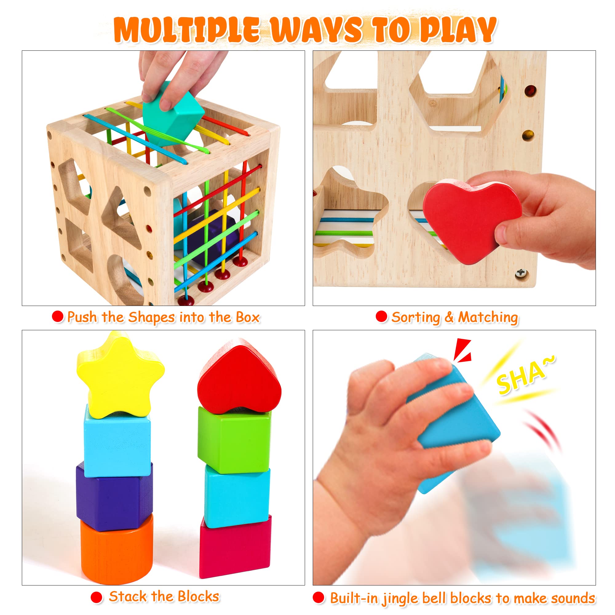 Foto 4 pulgar | Cubo Clasificador Hellowood De Montessori Toys, De 1 Año O Más, Con 8 Formas - Venta Internacional.