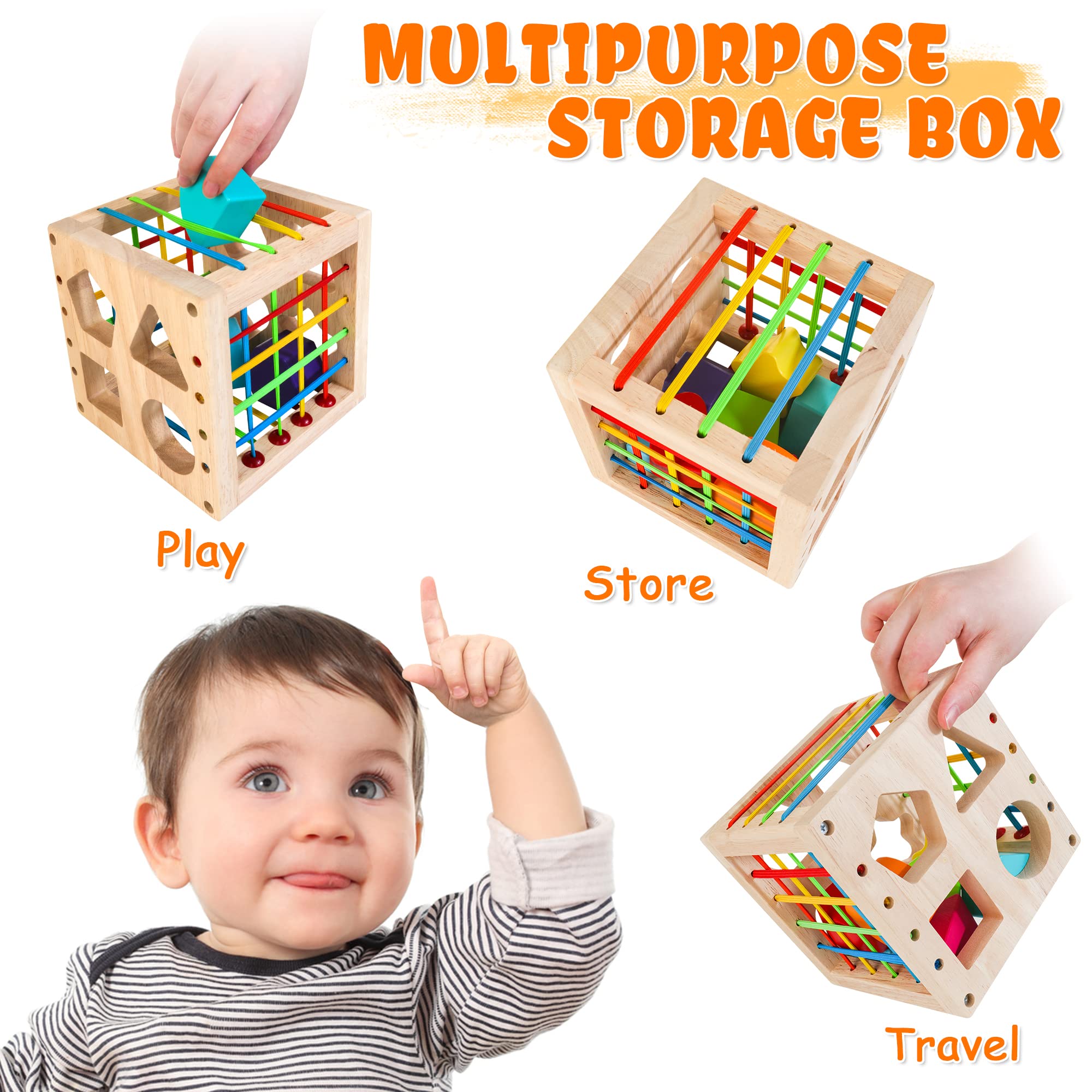 Foto 5 pulgar | Cubo Clasificador Hellowood De Montessori Toys, De 1 Año O Más, Con 8 Formas - Venta Internacional.