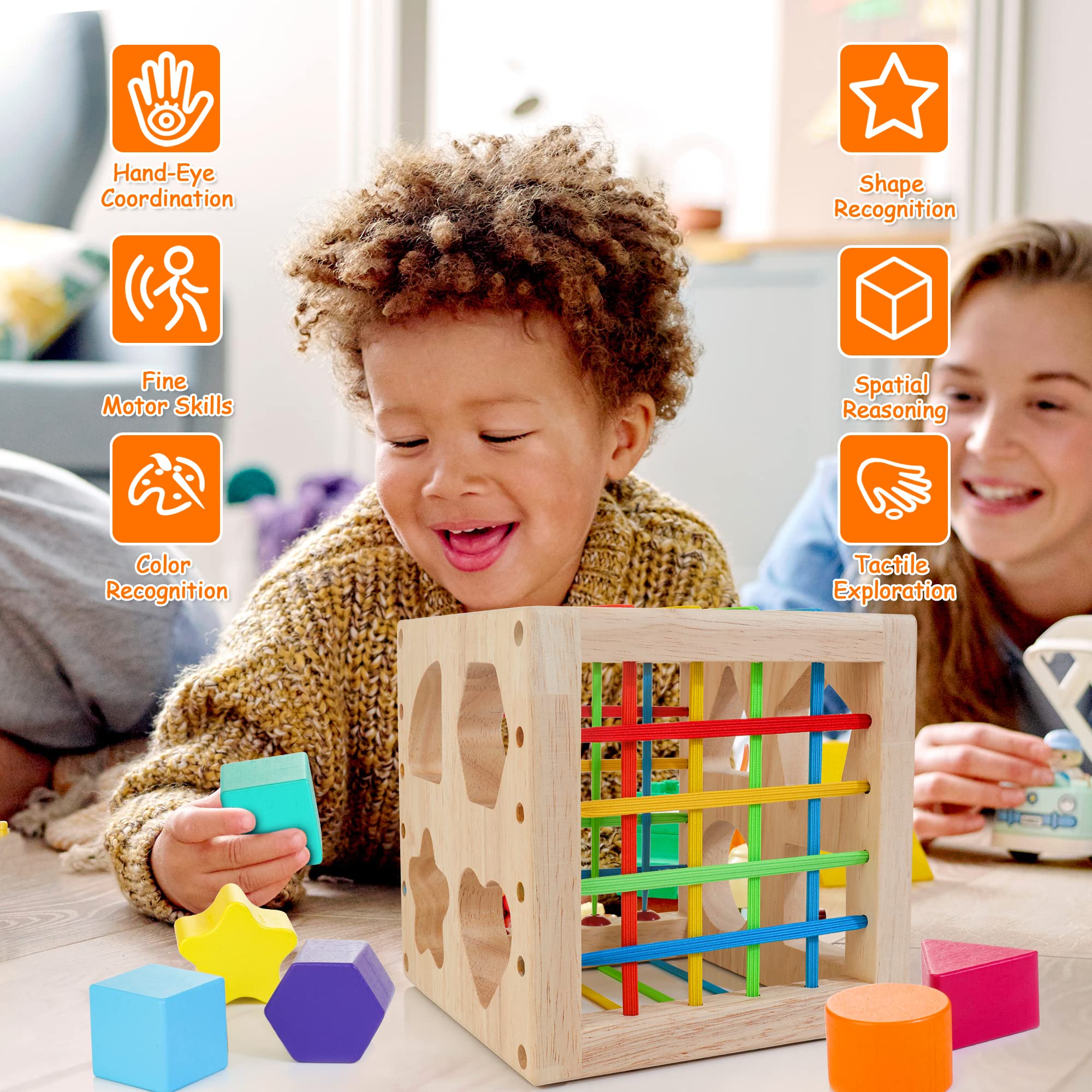 Foto 6 pulgar | Cubo Clasificador Hellowood De Montessori Toys, De 1 Año O Más, Con 8 Formas - Venta Internacional.