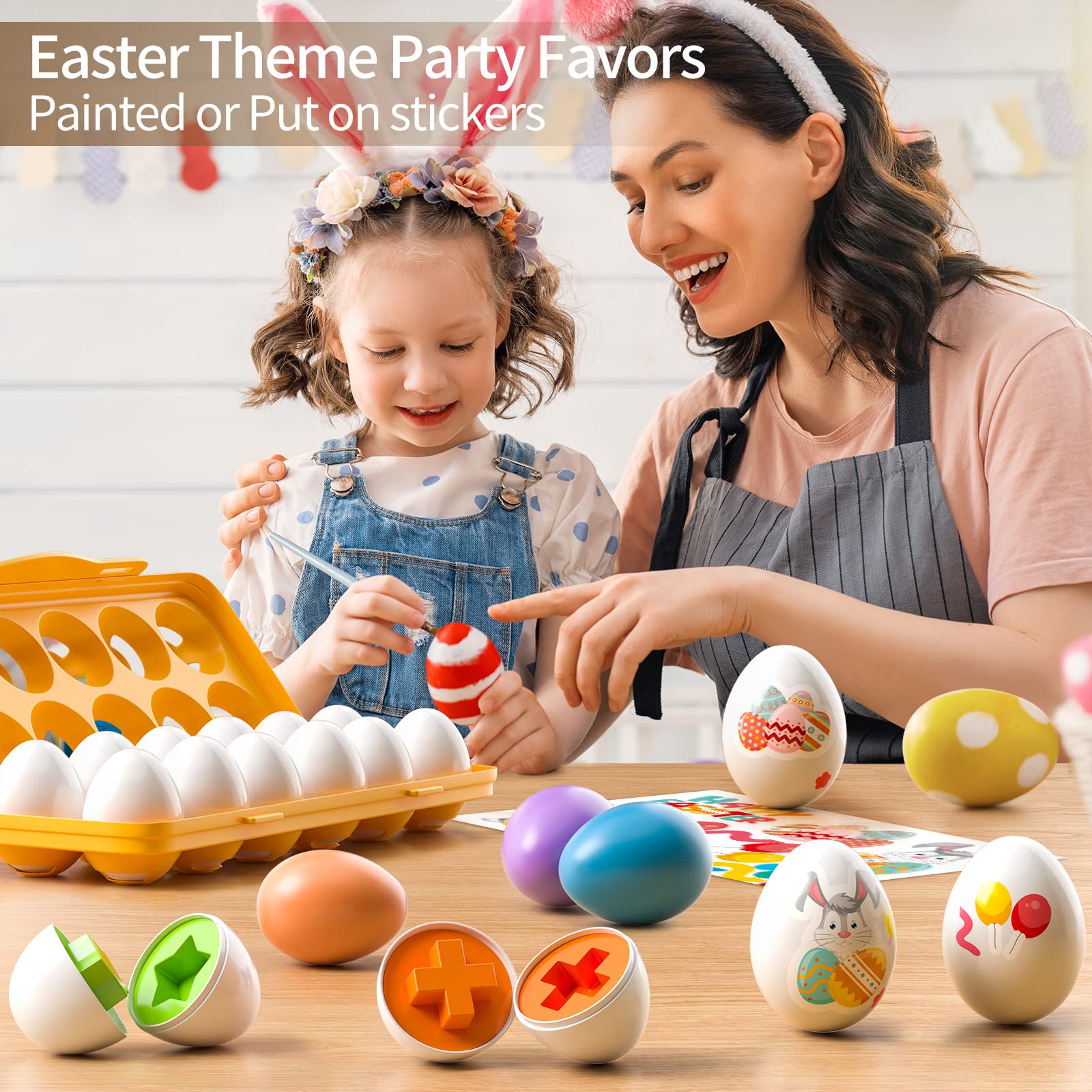 Foto 2 | Sensory Montessori Toy Temi 12 Huevos De Juguete Con Soporte Para 1 A 3 Años - Venta Internacional.