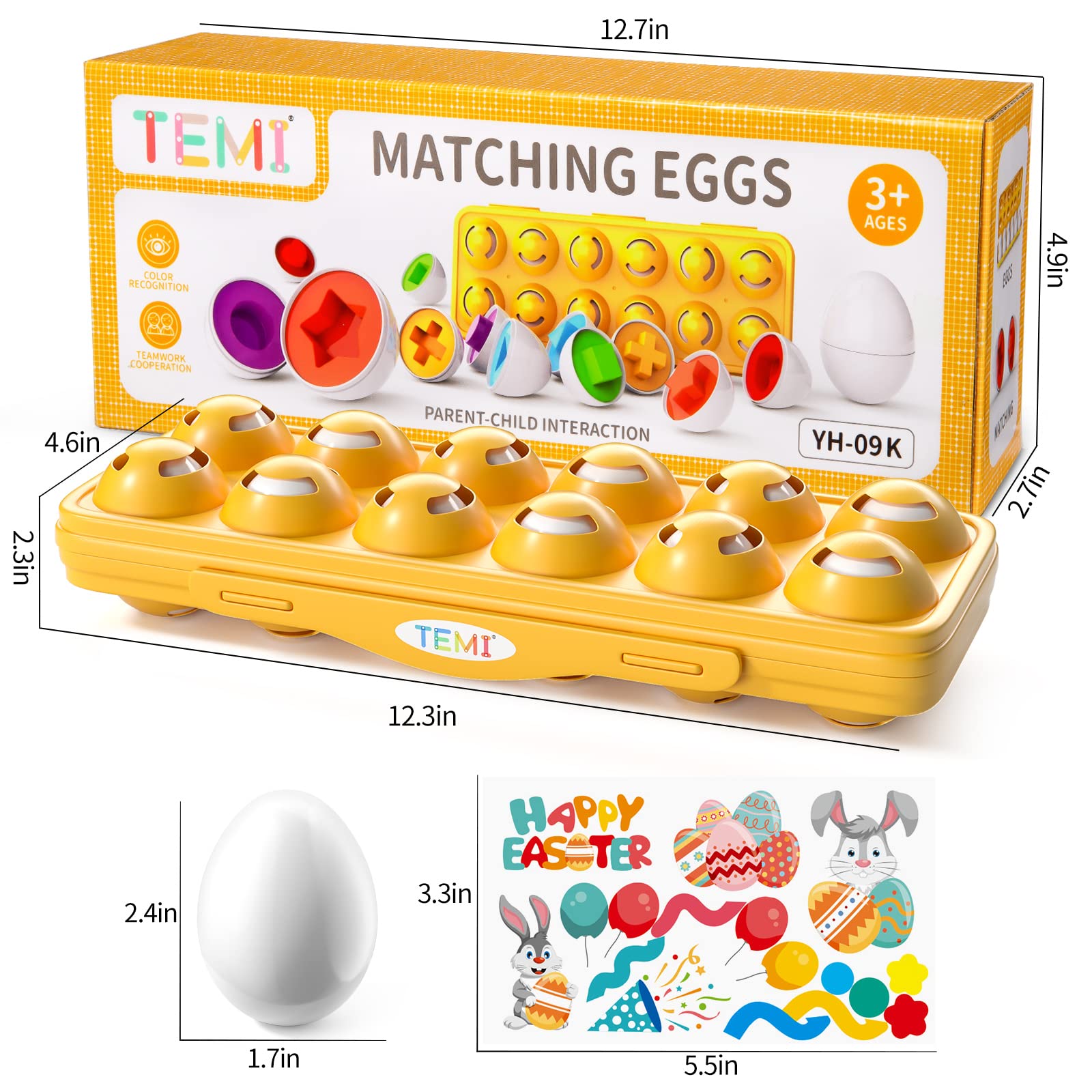 Foto 8 pulgar | Sensory Montessori Toy Temi 12 Huevos De Juguete Con Soporte Para 1 A 3 Años - Venta Internacional.