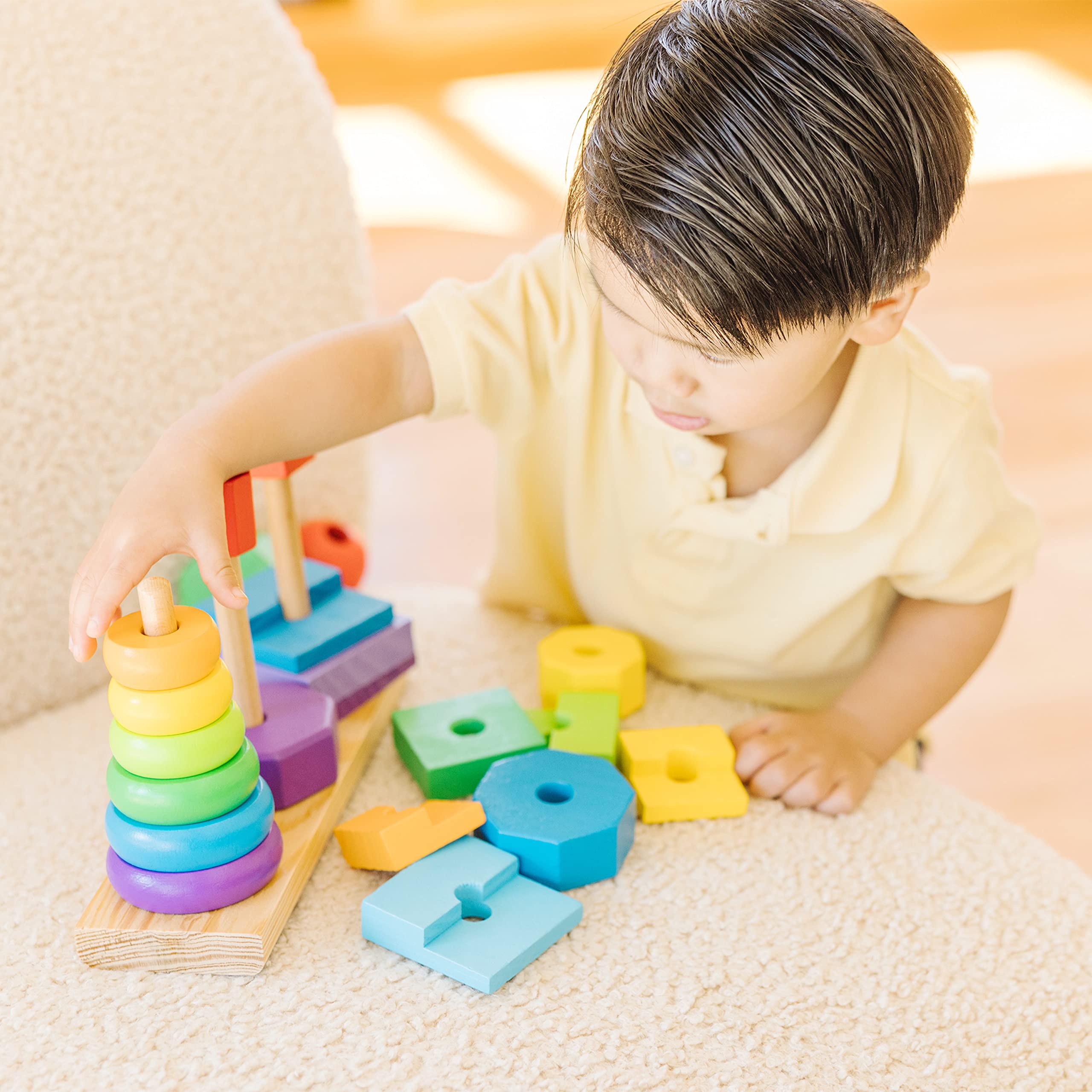 Foto 7 | Juguete Educativo De Madera Melissa & Doug, Apilador Geométrico - Venta Internacional.