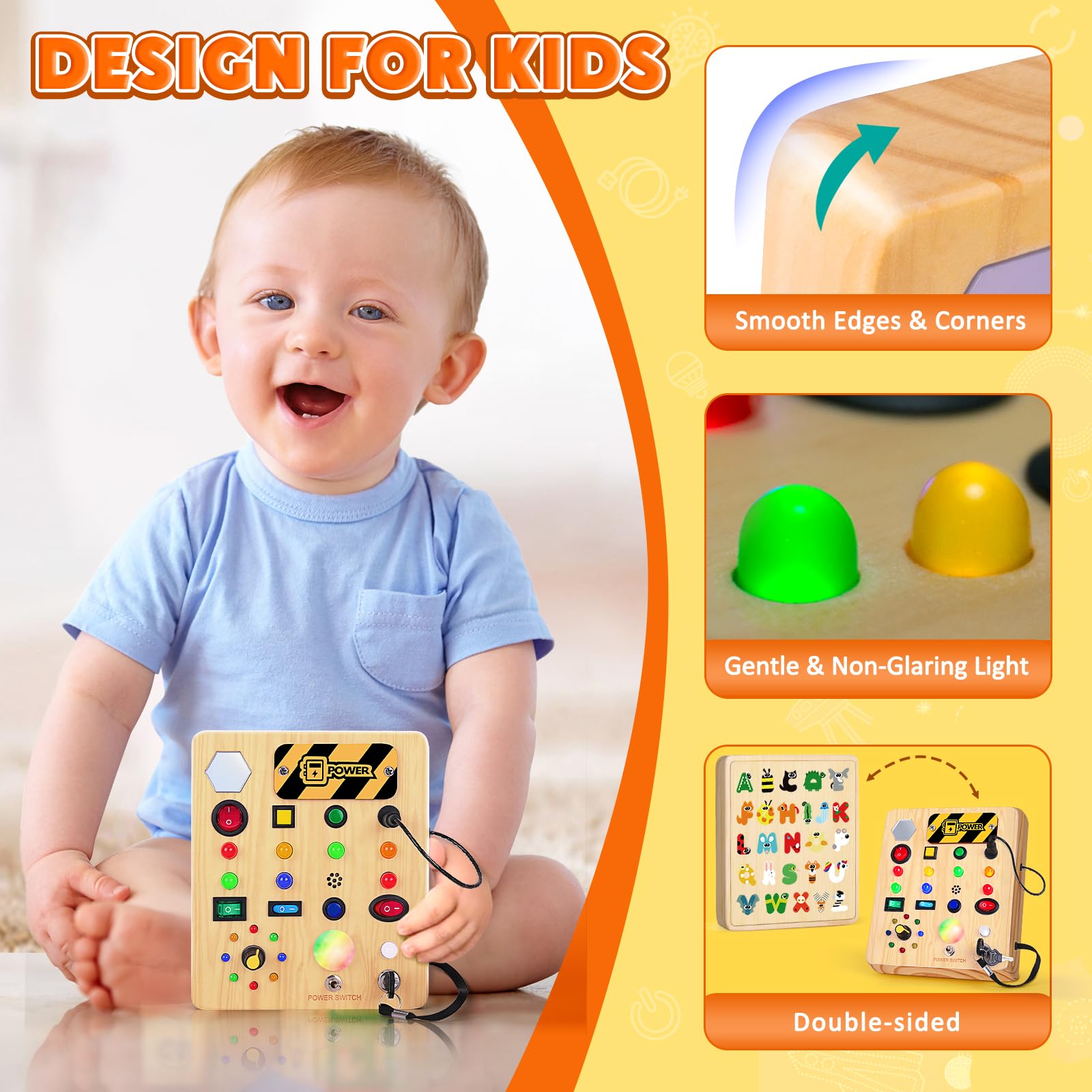Foto 4 pulgar | Juguete Sensorial Busy Board Tintecusa Con Luz Led Para Niños Pequeños - Venta Internacional.