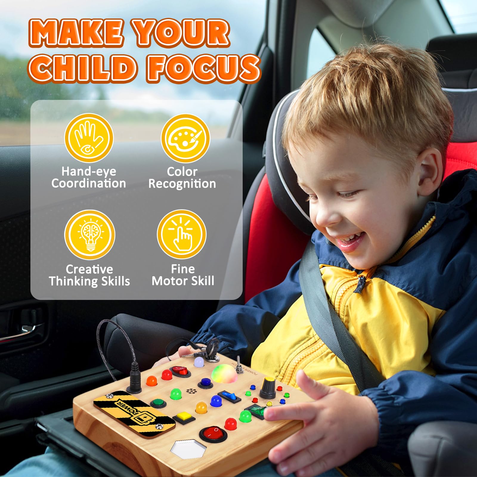 Foto 6 pulgar | Juguete Sensorial Busy Board Tintecusa Con Luz Led Para Niños Pequeños - Venta Internacional.