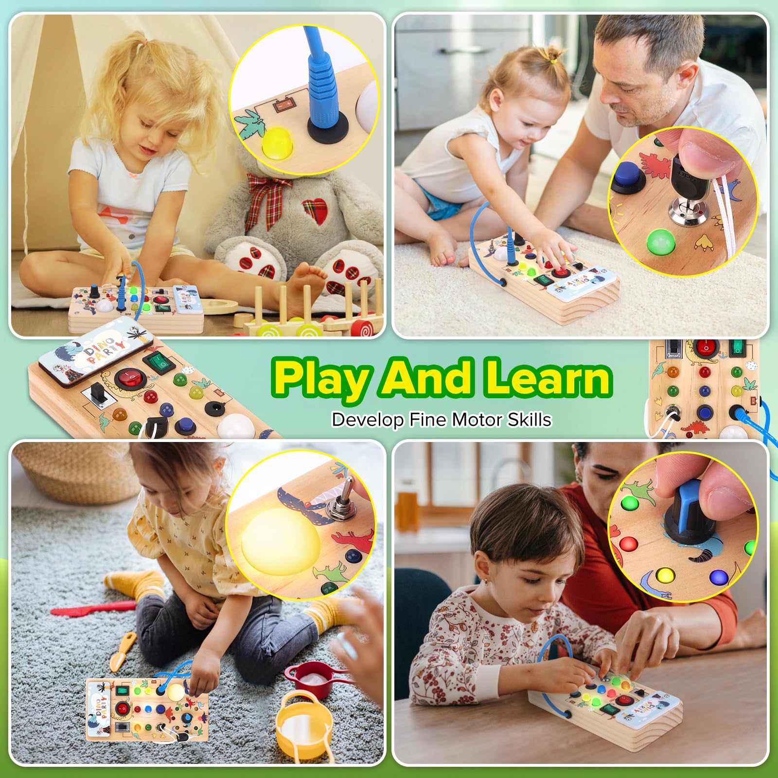 Foto 4 pulgar | Montessori Busy Board Wakeinsa Para Niños De 1 A 3 Años Con Luces Led - Venta Internacional.