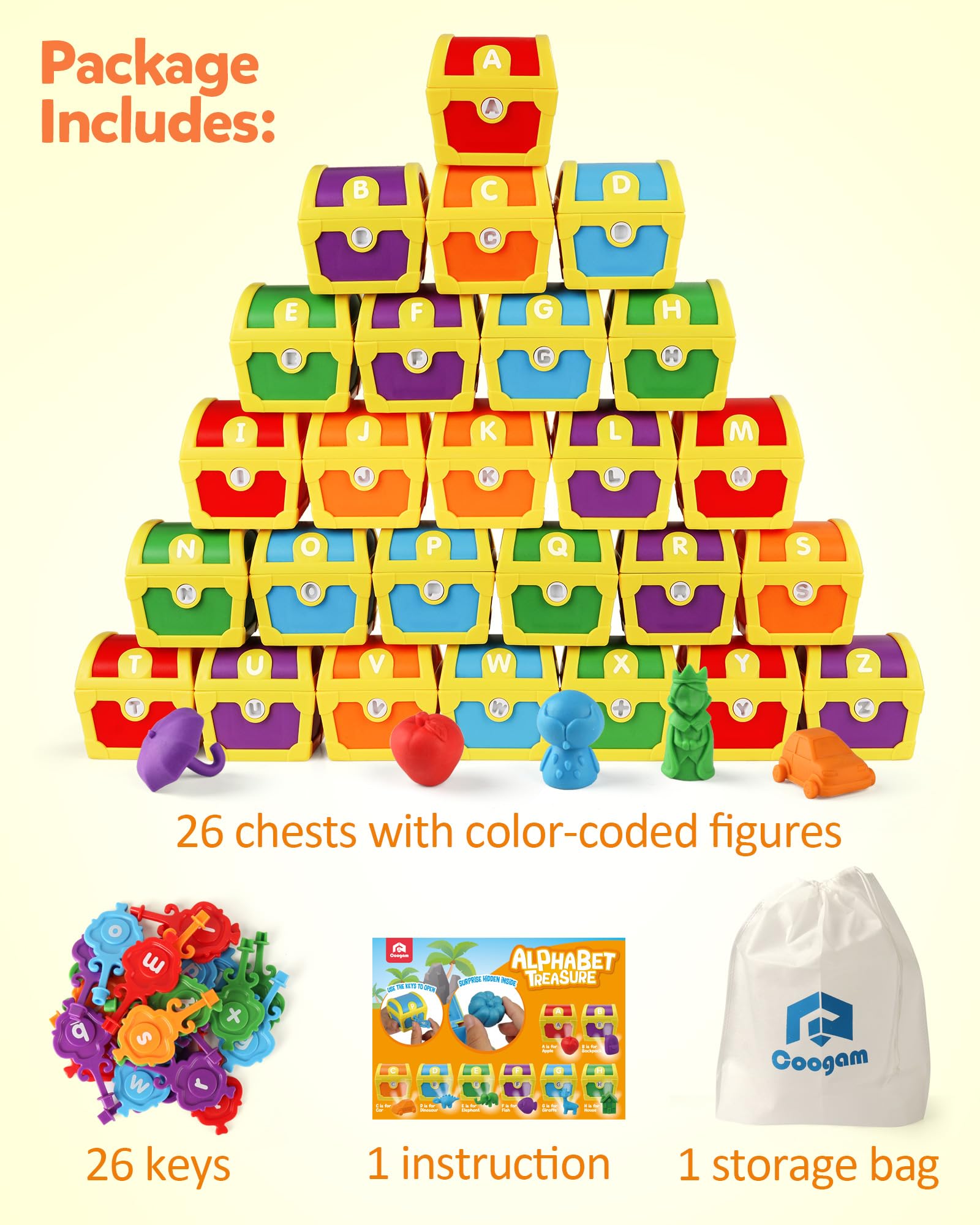 Foto 6 pulgar | Juguete De Aprendizaje Del Alfabeto Coogam Treasure Locks Con Llaves Para Niños - Venta Internacional.