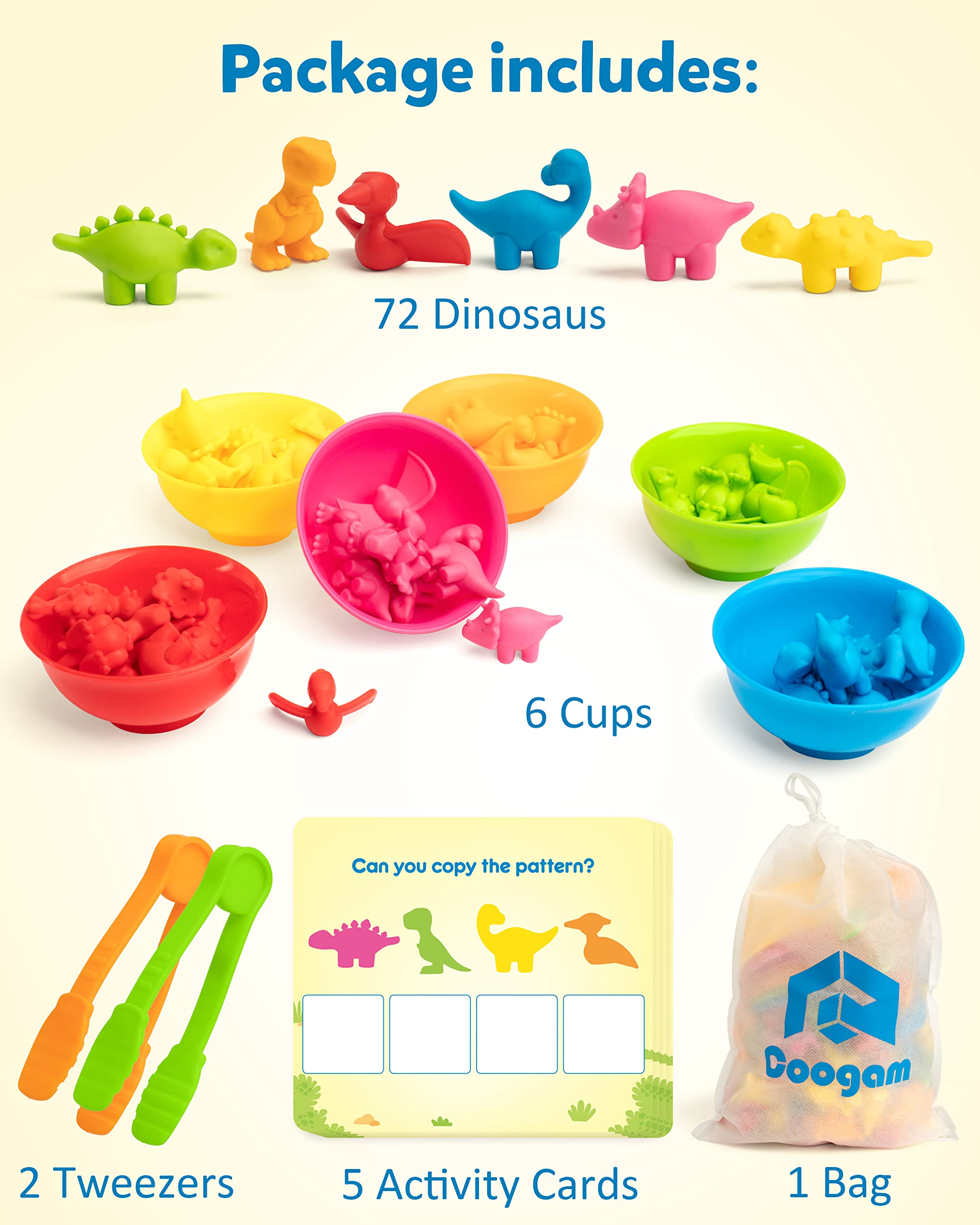 Foto 7 pulgar | Juego De Juguetes Para Clasificar Dinosaurios Para Contar Dinosaurios Coogam Para Niños De 3 A 5 Años - Venta Inte