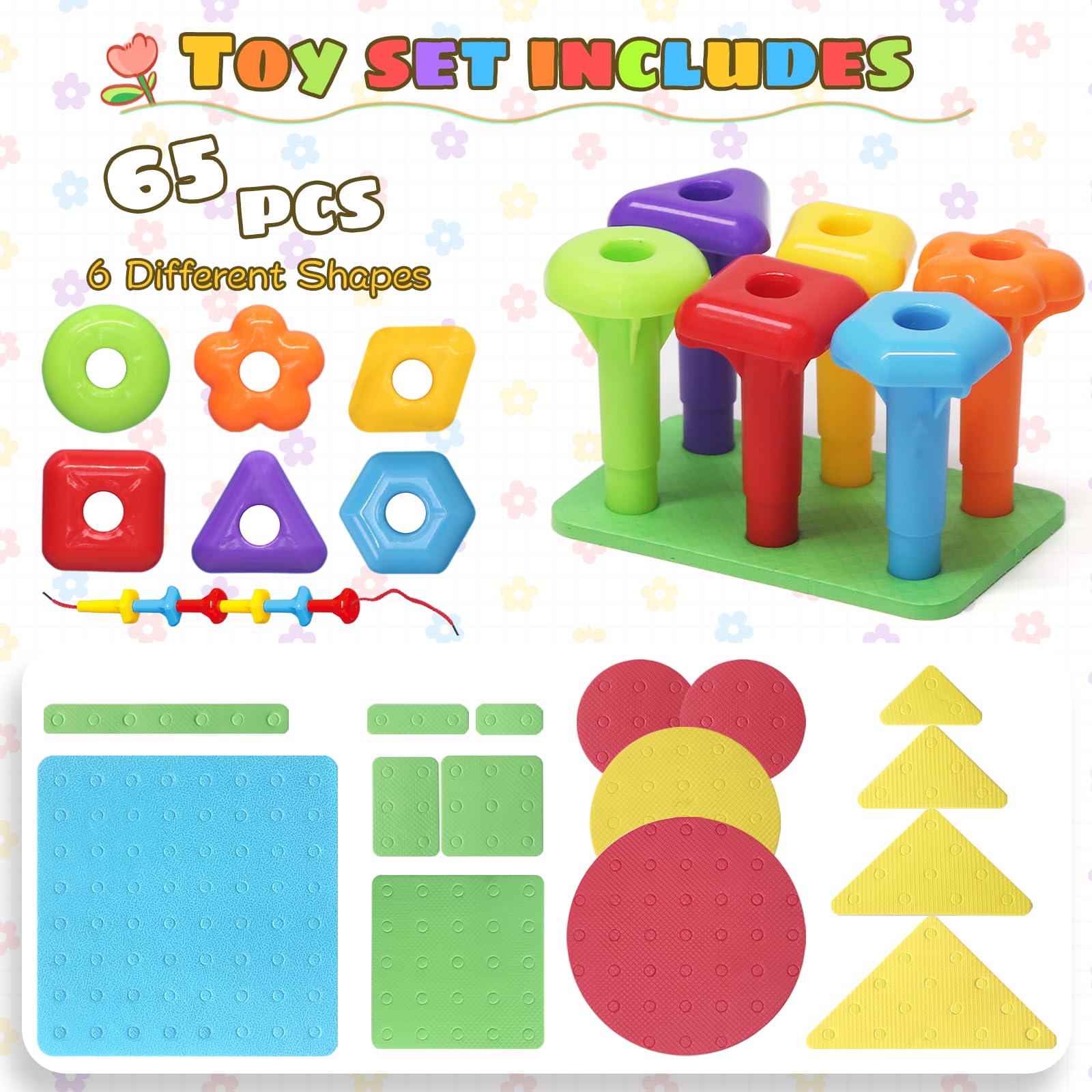 Foto 4 pulgar | Juego De Juguetes Con Forma De Tablero Ggiibro, 65 Piezas, Bricolaje, Apilables Para Niños De 3 A 6 Años - Vent