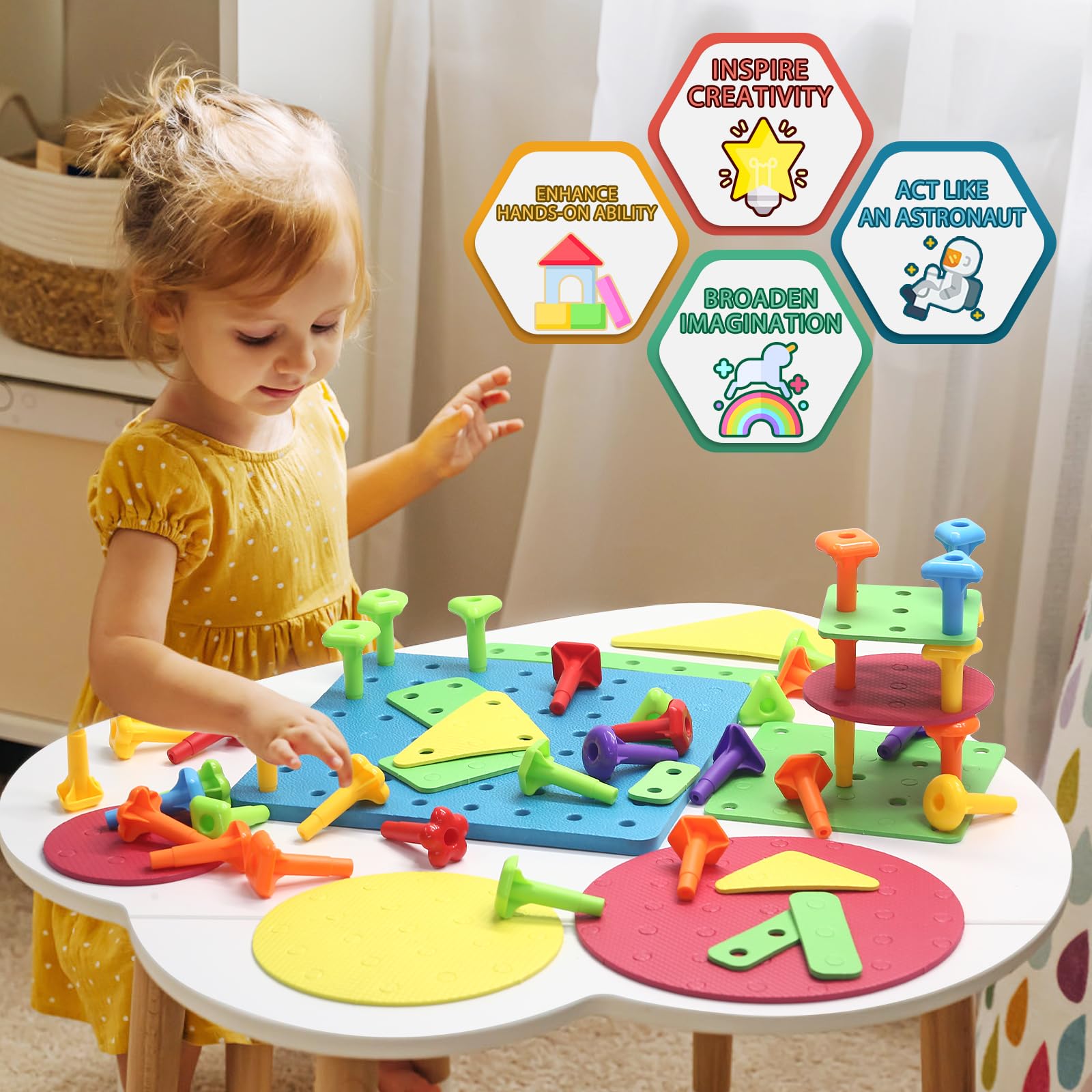 Foto 6 pulgar | Juego De Juguetes Con Forma De Tablero Ggiibro, 65 Piezas, Bricolaje, Apilables Para Niños De 3 A 6 Años - Vent
