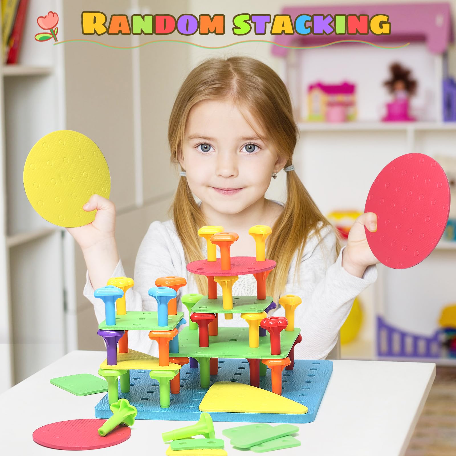 Foto 7 pulgar | Juego De Juguetes Con Forma De Tablero Ggiibro, 65 Piezas, Bricolaje, Apilables Para Niños De 3 A 6 Años - Vent