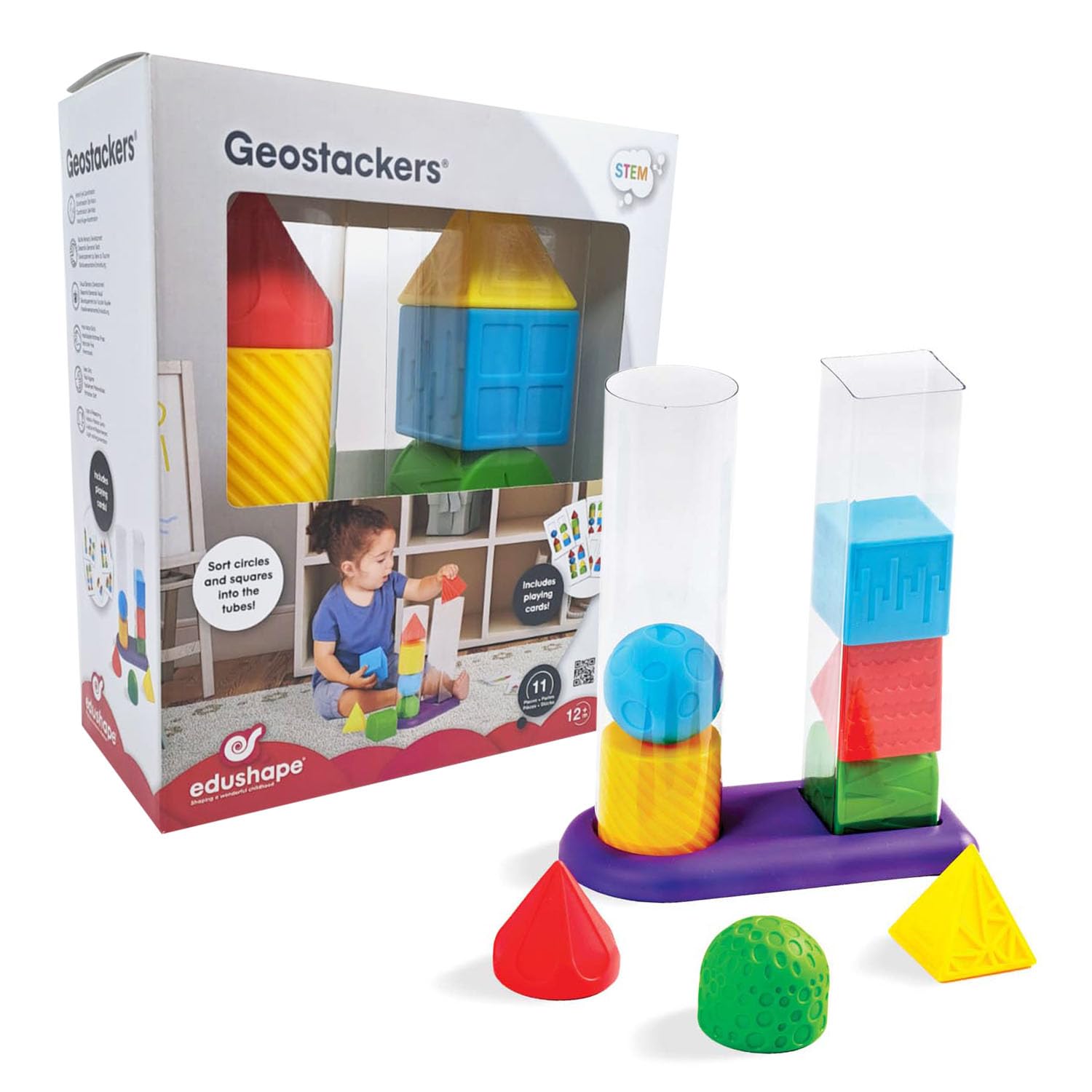 Pila Y Clasificadora Sensorial Toy Edushape Geostacker Para Más De 12 Meses - Venta Internacional.