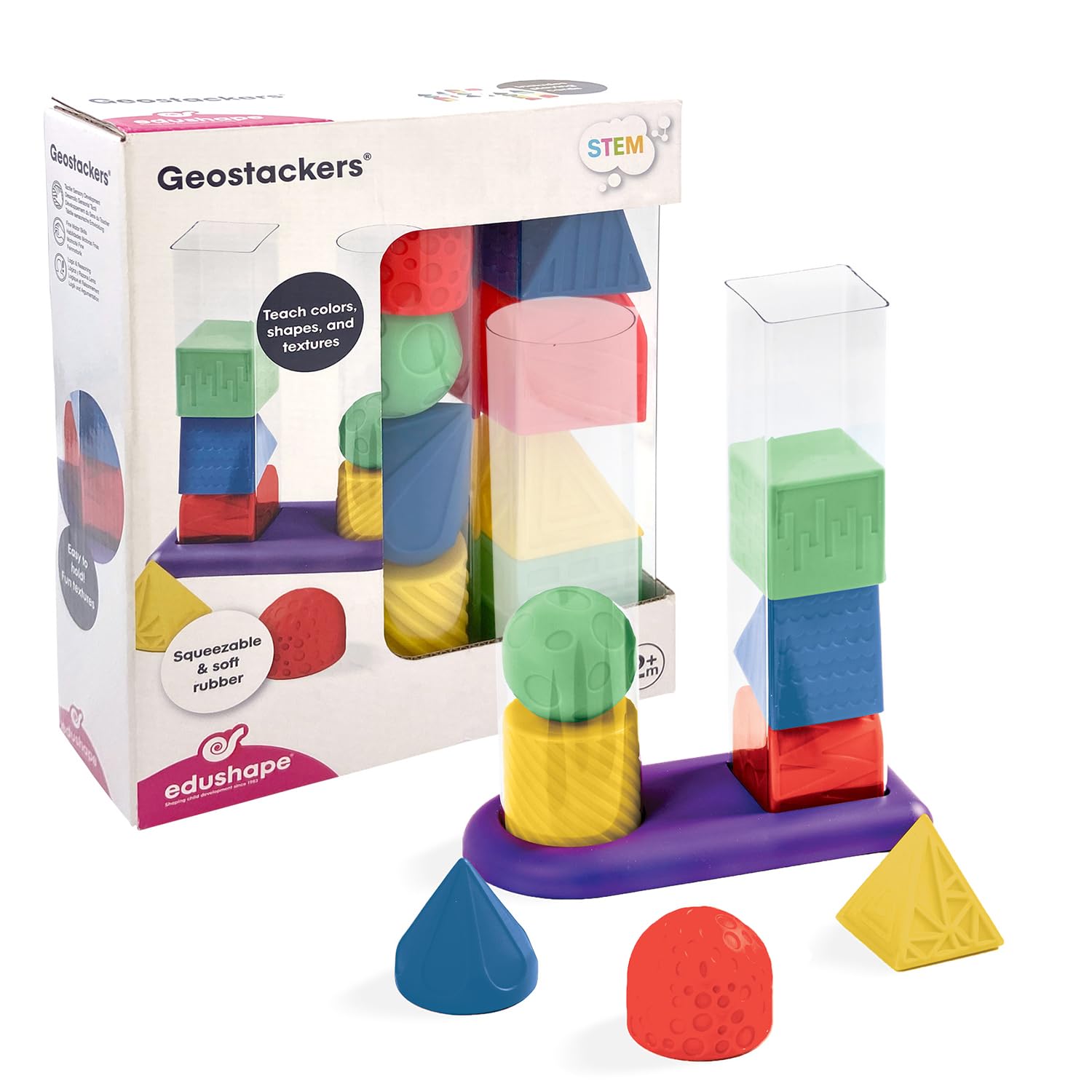 Foto 3 pulgar | Pila Y Clasificadora Sensorial Toy Edushape Geostacker Para Más De 12 Meses - Venta Internacional.