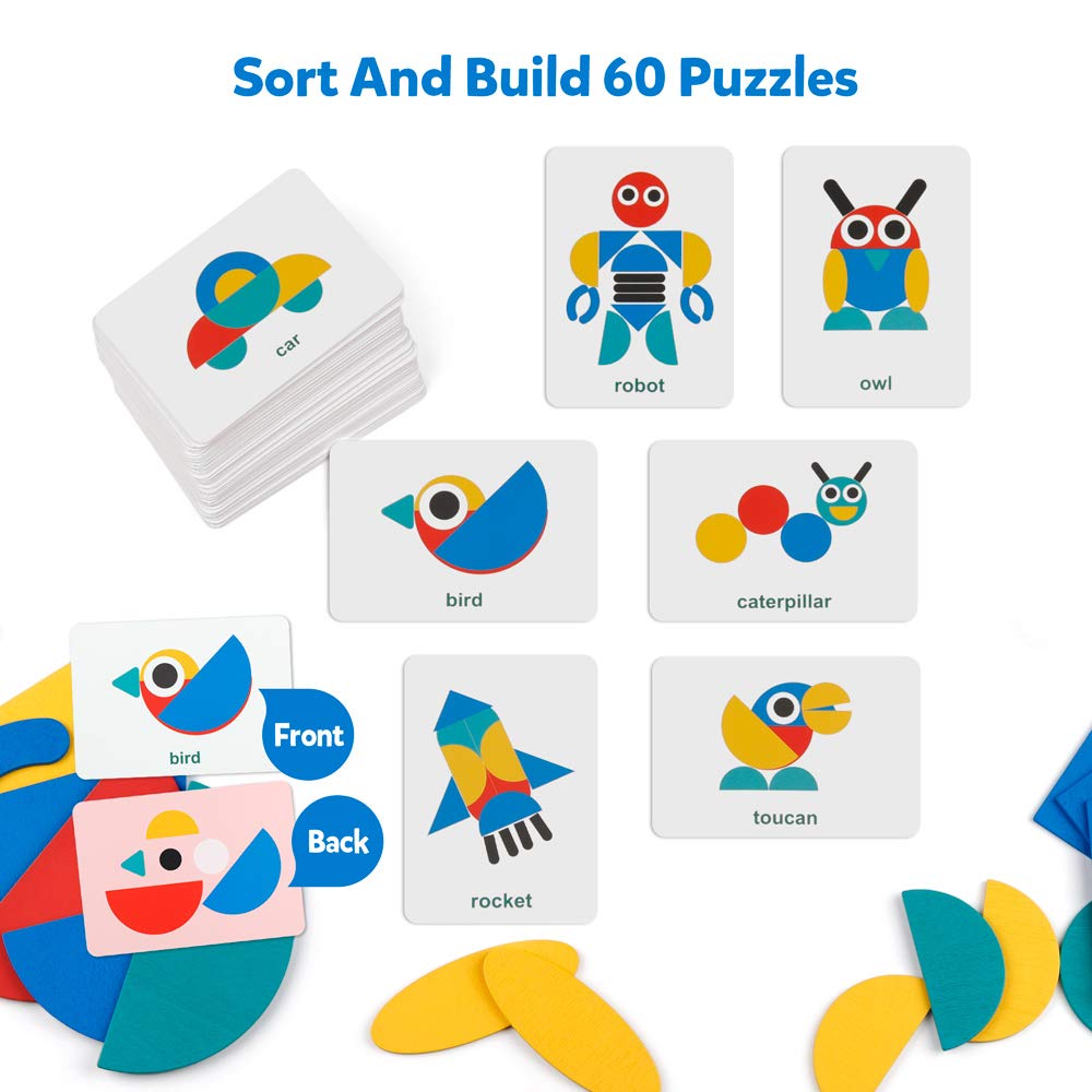 Foto 3 pulgar | Juego De Rompecabezas Con Forma De Tangram De Coogam Con Bloques De Madera Para Niños - Venta Internacional.