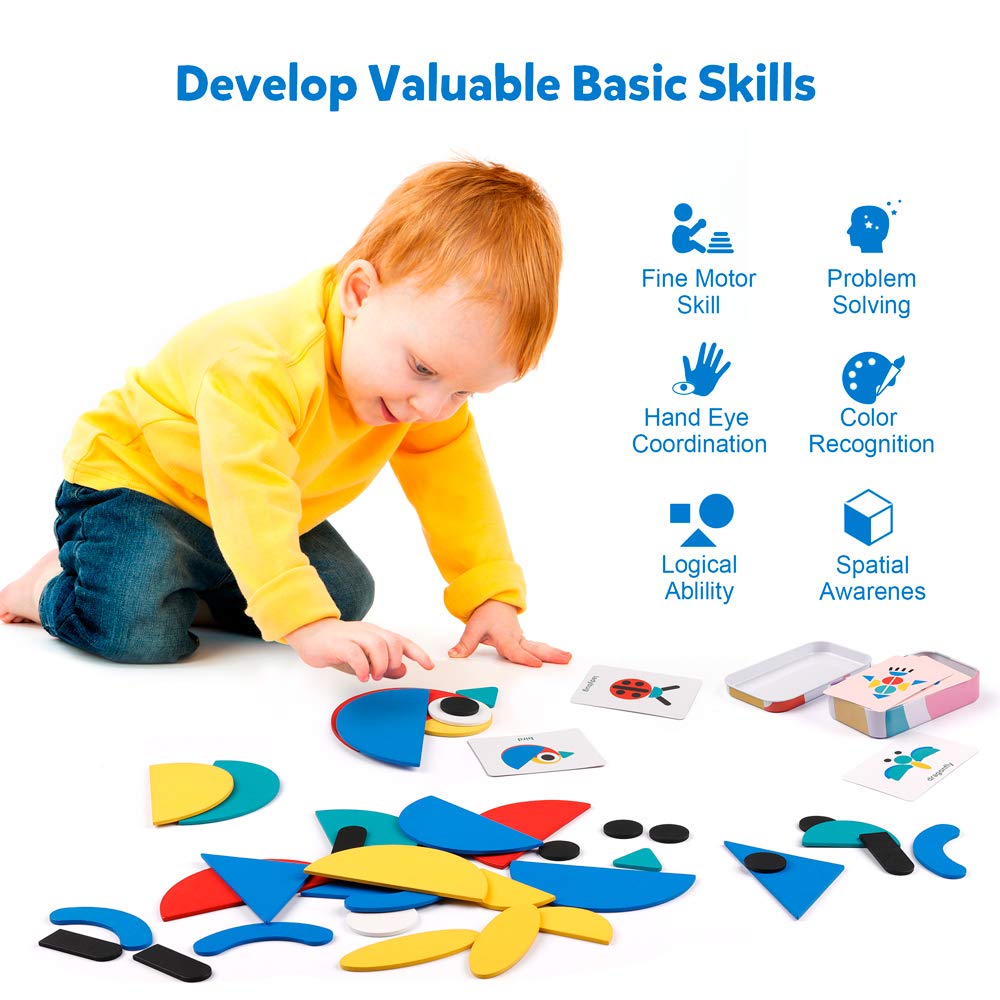 Foto 5 pulgar | Juego De Rompecabezas Con Forma De Tangram De Coogam Con Bloques De Madera Para Niños - Venta Internacional.