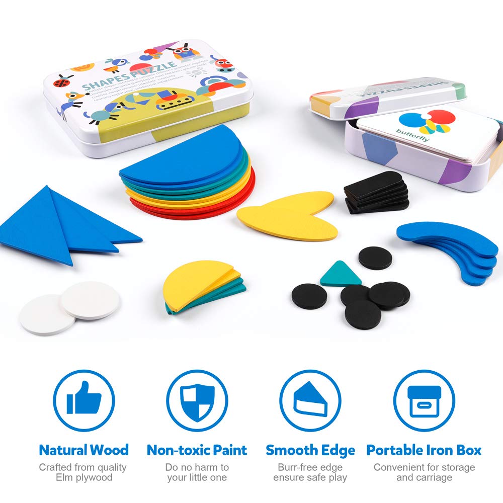 Foto 7 pulgar | Juego De Rompecabezas Con Forma De Tangram De Coogam Con Bloques De Madera Para Niños - Venta Internacional.